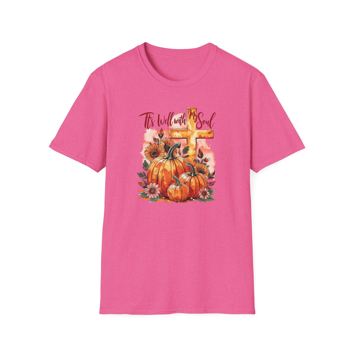 Fall Pumpkin Cross T‑Shirt – "’Tis Well With My Soul" Christian Autumn Tee