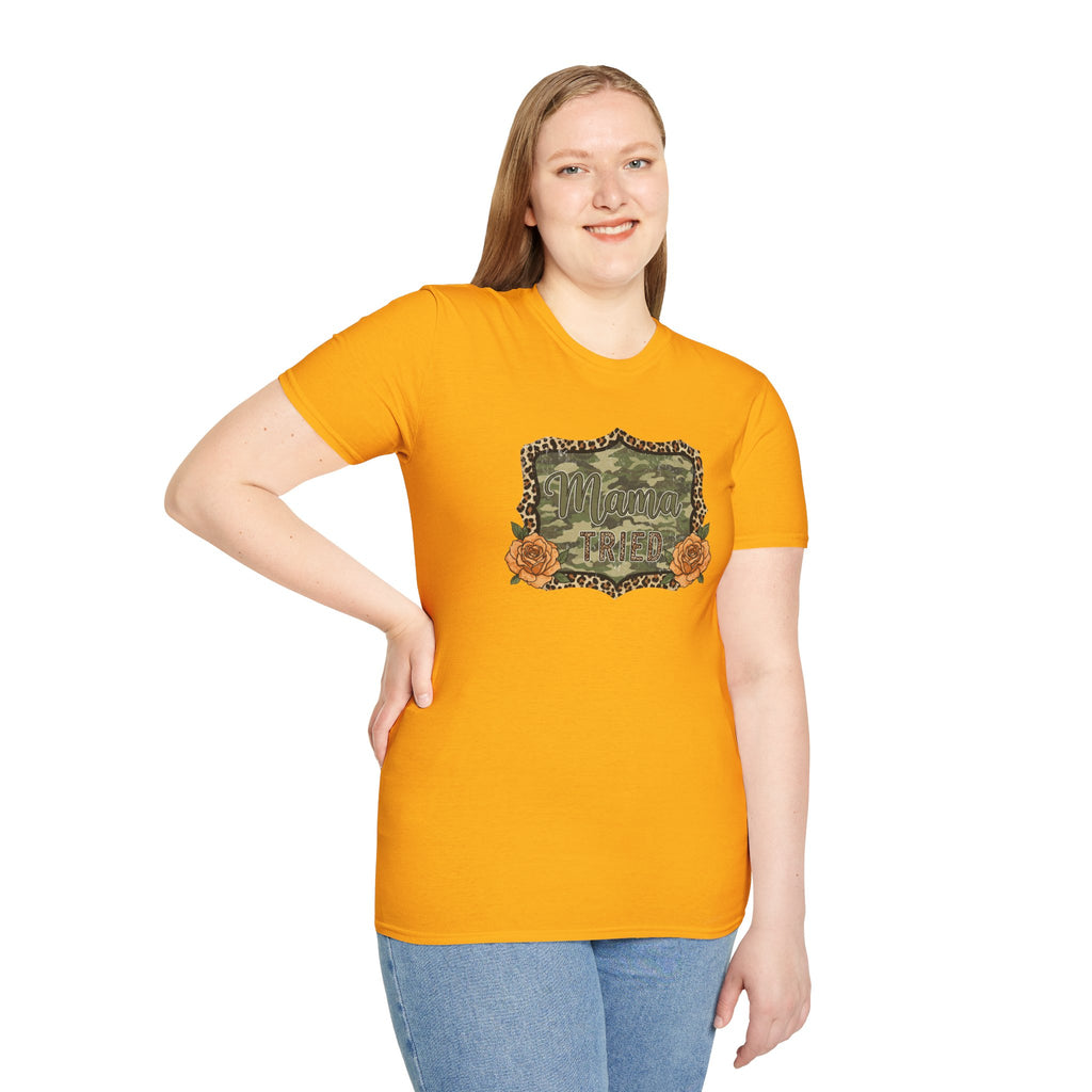 Mama Tried Camo- Unisex Softstyle T-Shirt