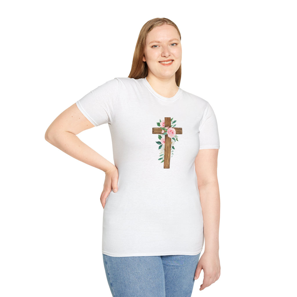 Floral Cross T-Shirt — Cross with Pretty Flowers
