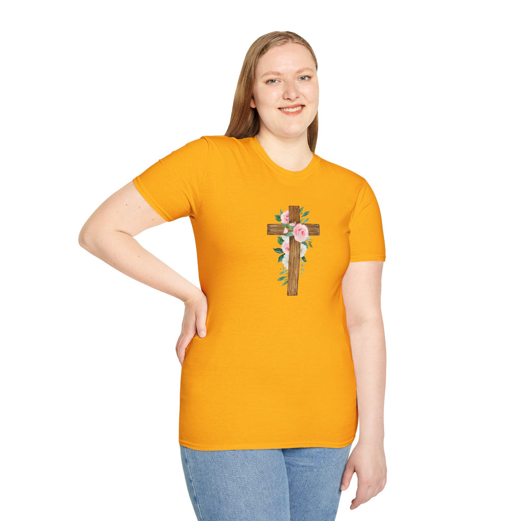 Floral Cross T-Shirt — Cross with Pretty Flowers