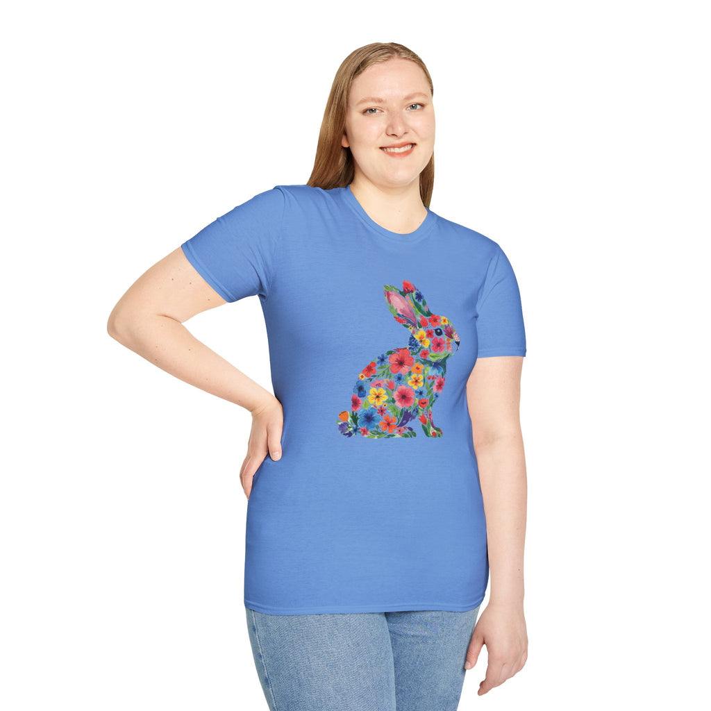 Floral Easter Bunny- Unisex Softstyle T-Shirt