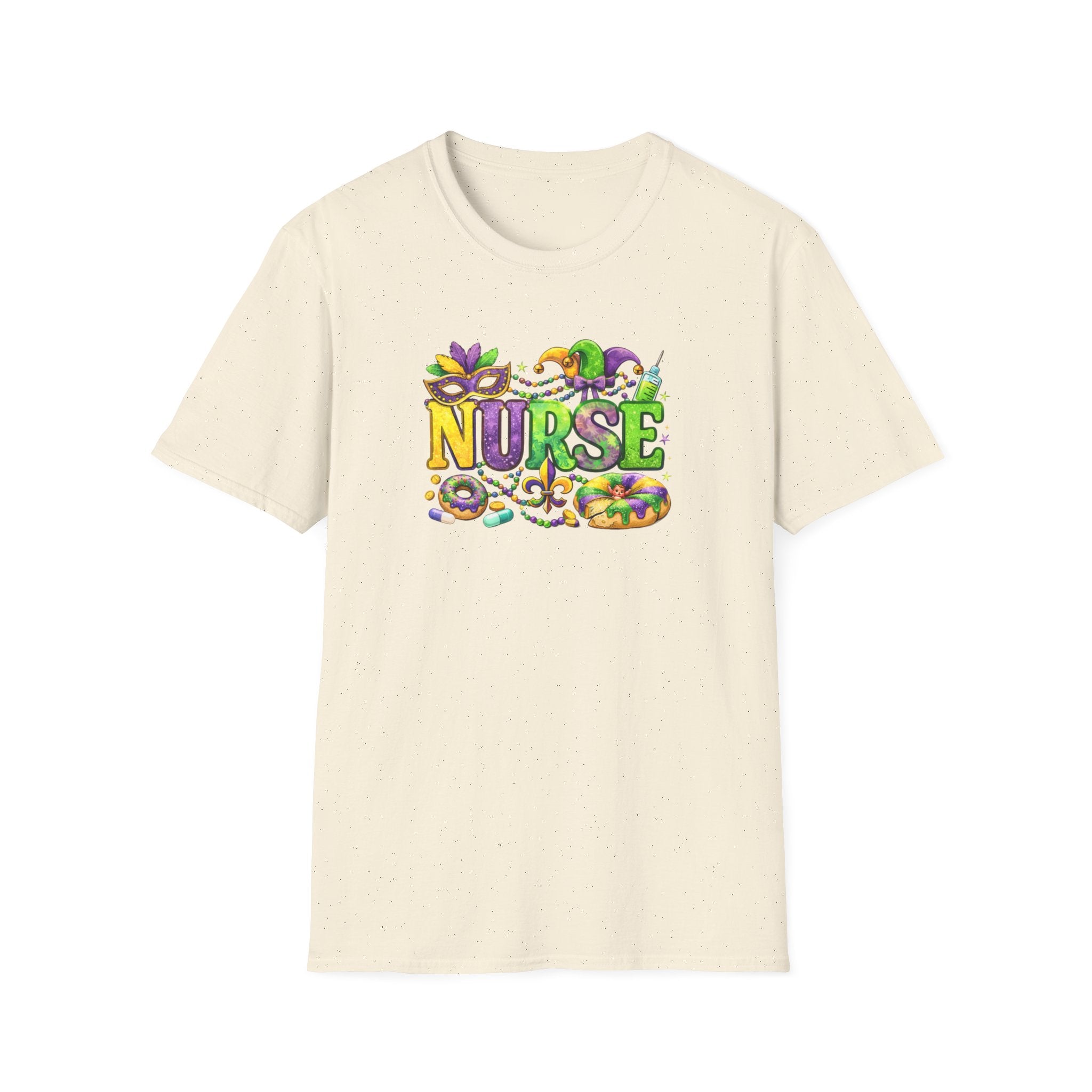 Nurse Mardi Gras- Unisex Softstyle T-Shirt