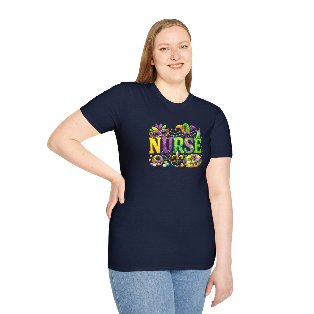 Nurse Mardi Gras- Unisex Softstyle T-Shirt