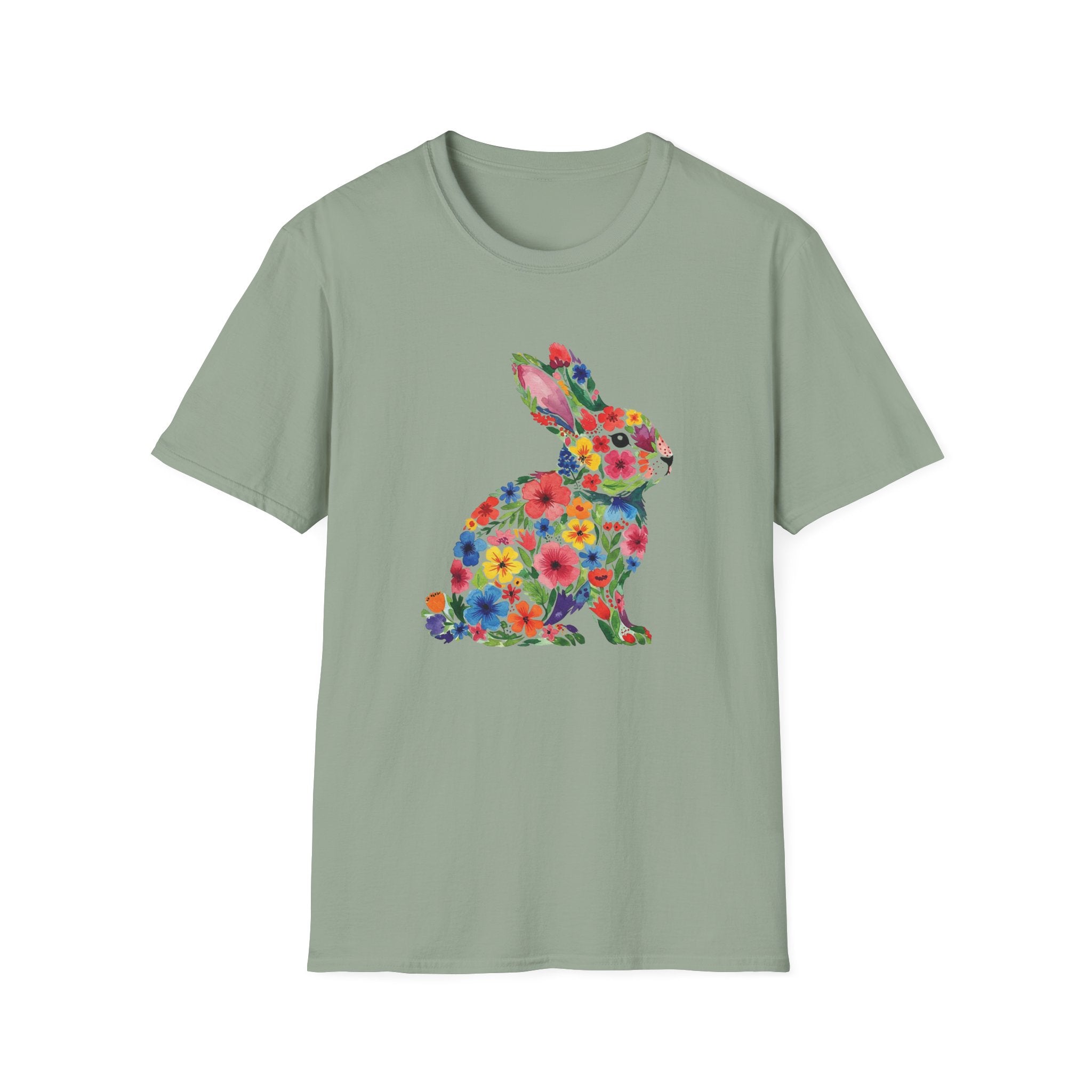 Floral Easter Bunny- Unisex Softstyle T-Shirt