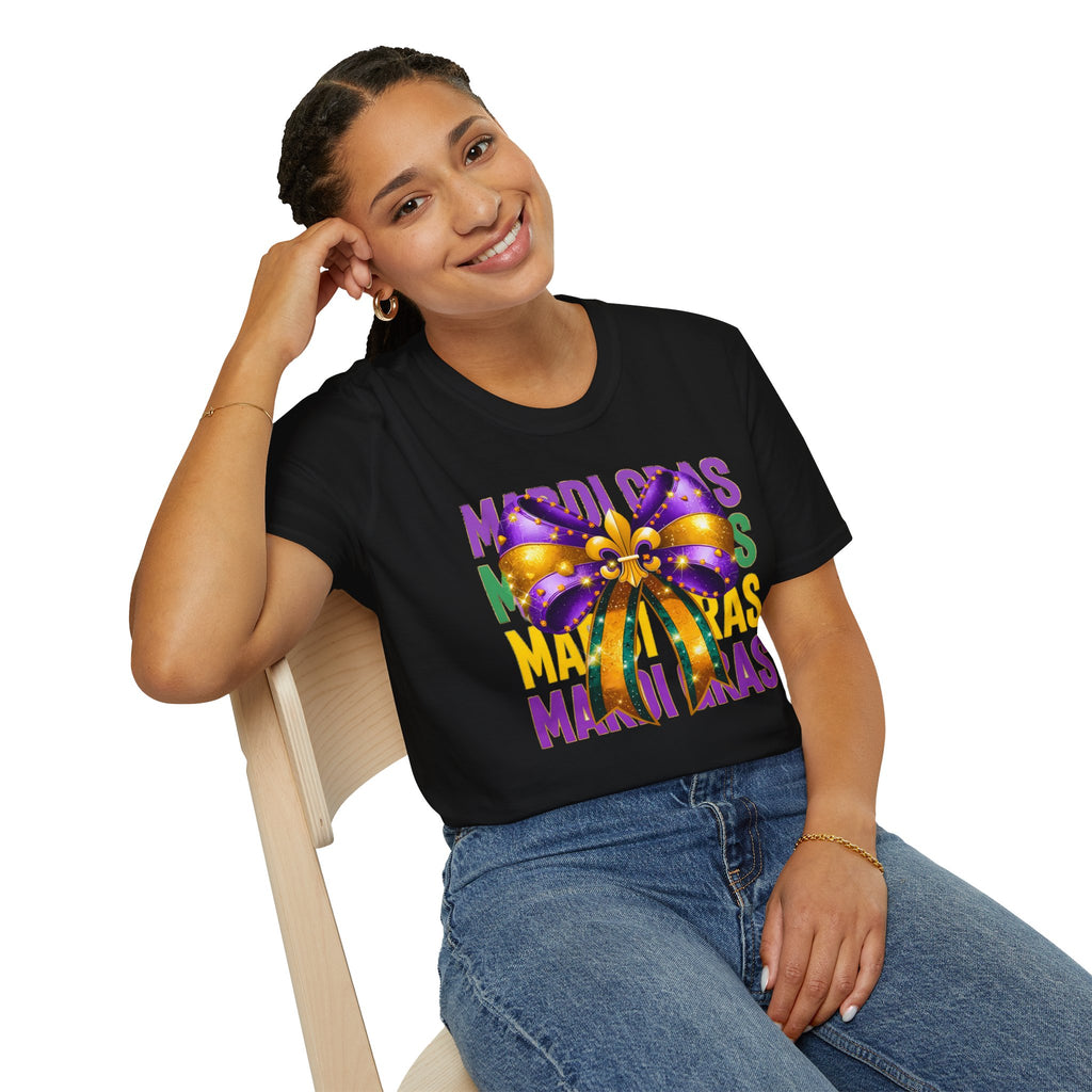 Mardi Gras Bow- Unisex Softstyle T-Shirt