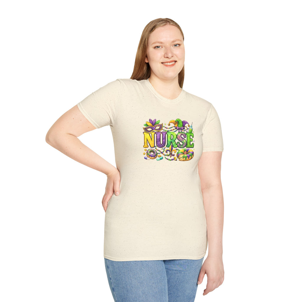 Nurse Mardi Gras- Unisex Softstyle T-Shirt