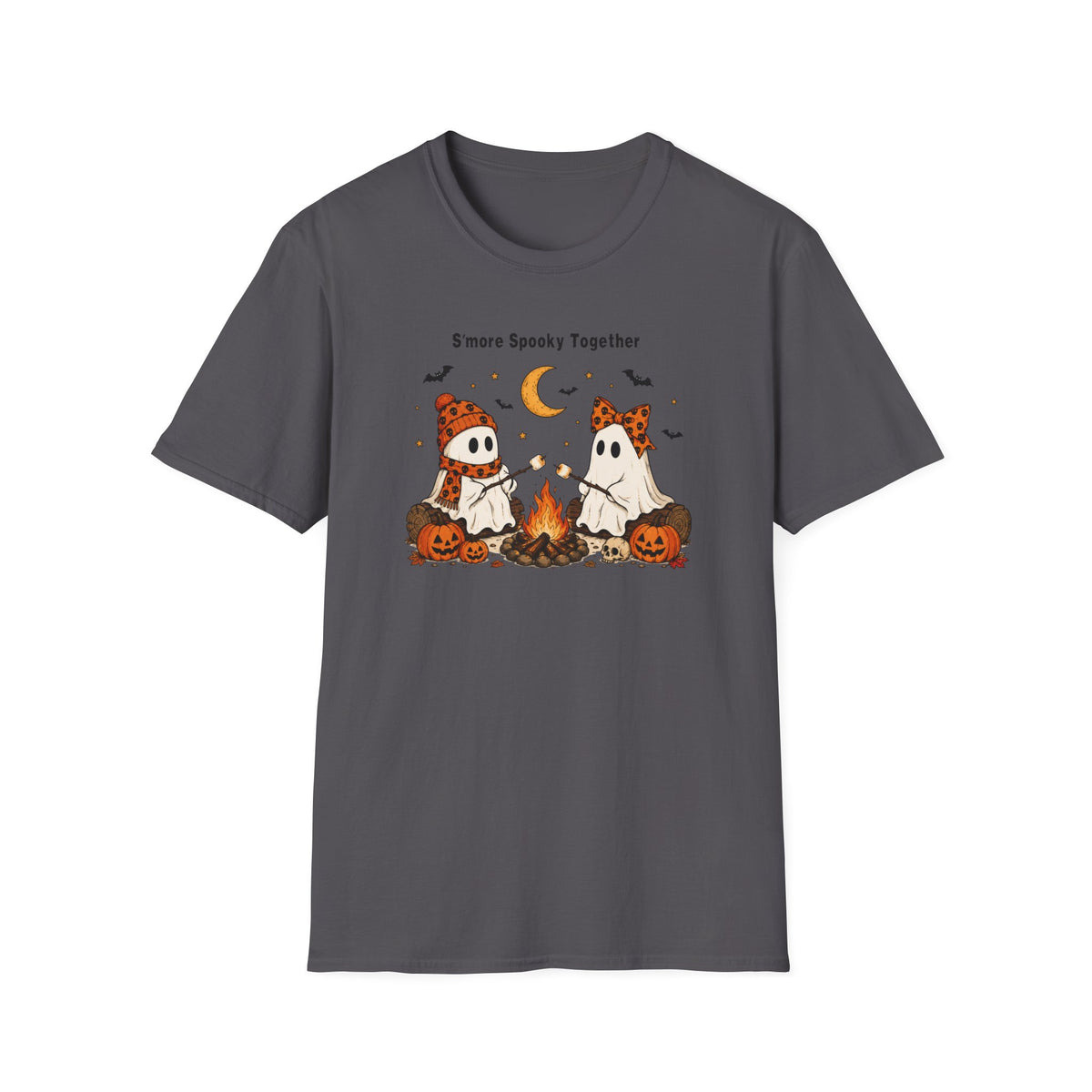 Halloween Ghosts Campfire T-Shirt — "S'more Spooky Together" Cute Couple Graphic