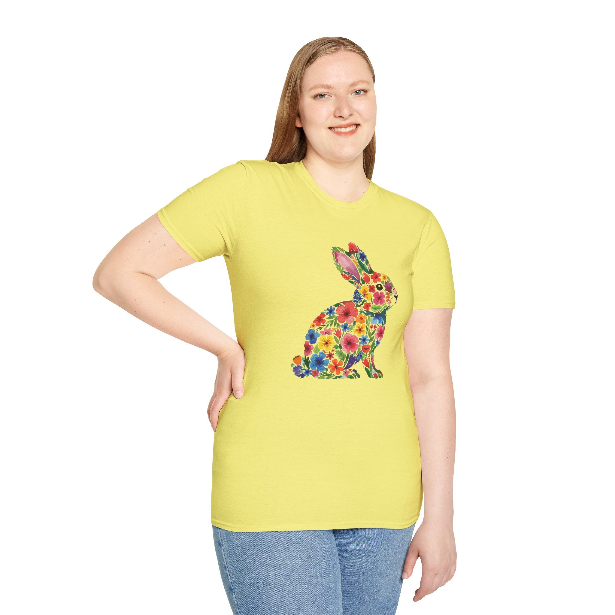 Floral Easter Bunny- Unisex Softstyle T-Shirt