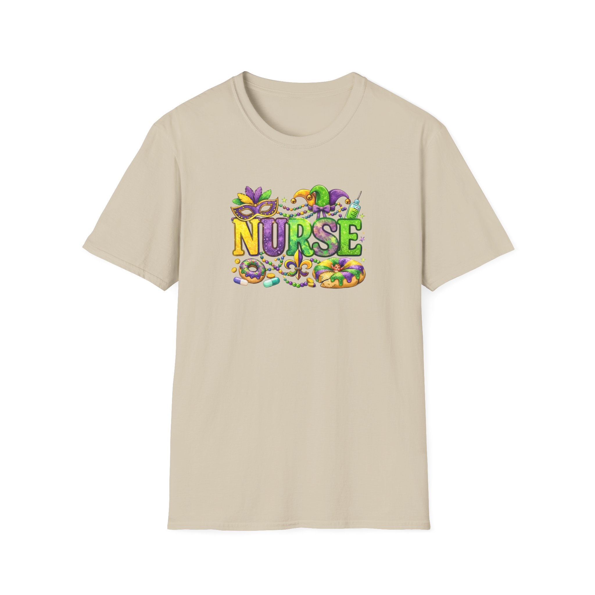 Nurse Mardi Gras- Unisex Softstyle T-Shirt