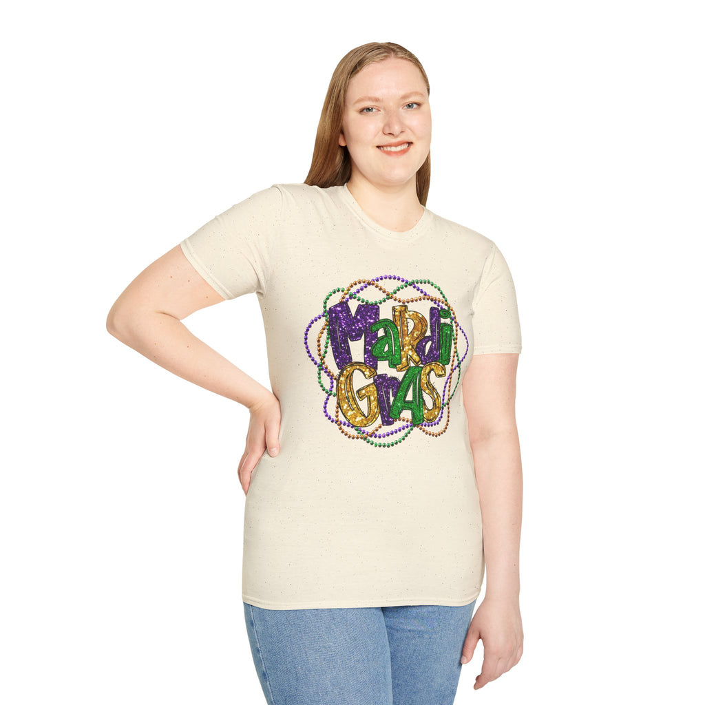 Mardi Gras Beads- Unisex Softstyle T-Shirt
