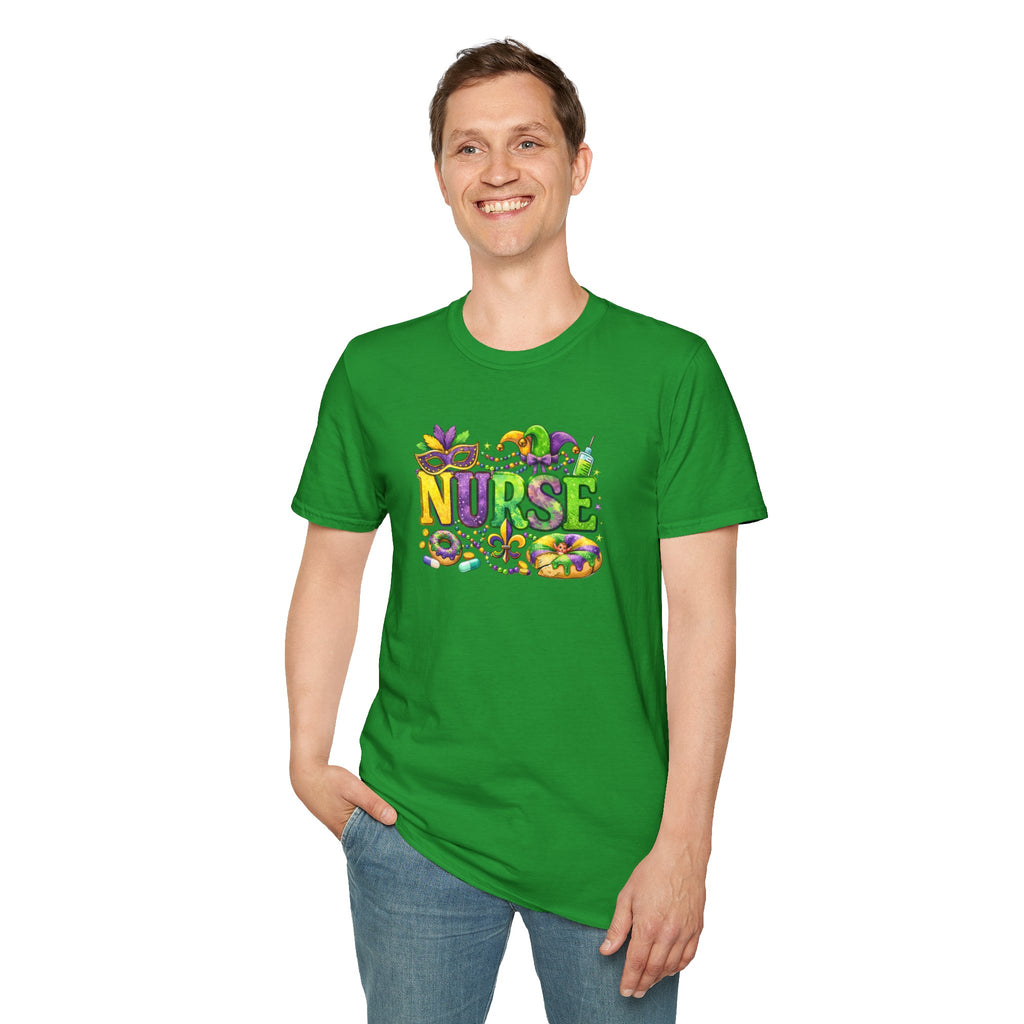 Nurse Mardi Gras- Unisex Softstyle T-Shirt