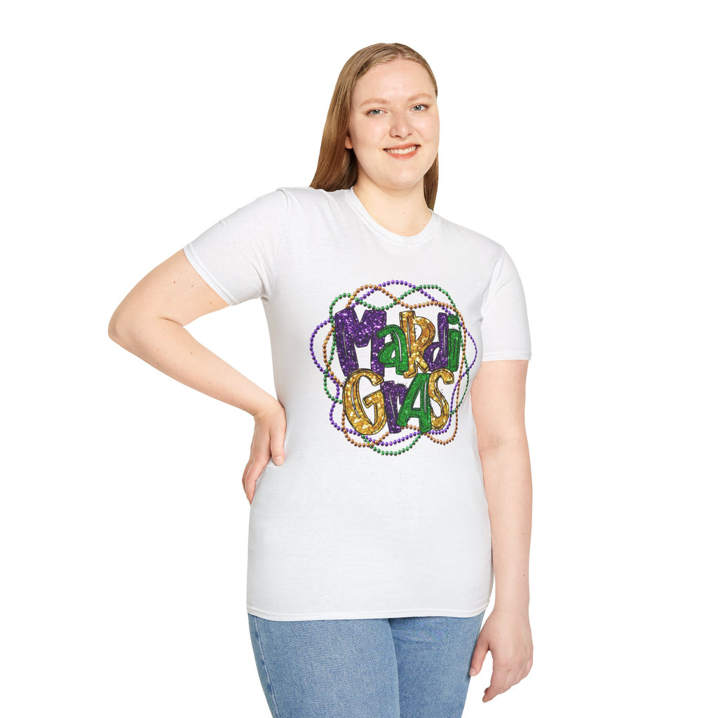 Mardi Gras Beads- Unisex Softstyle T-Shirt
