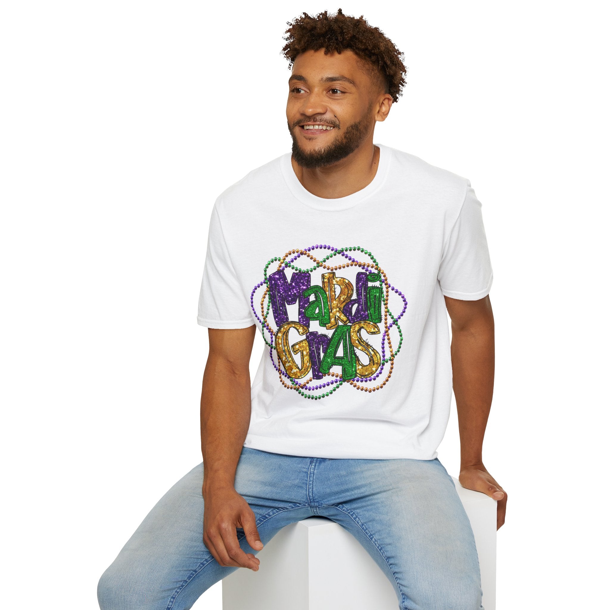 Mardi Gras Beads- Unisex Softstyle T-Shirt