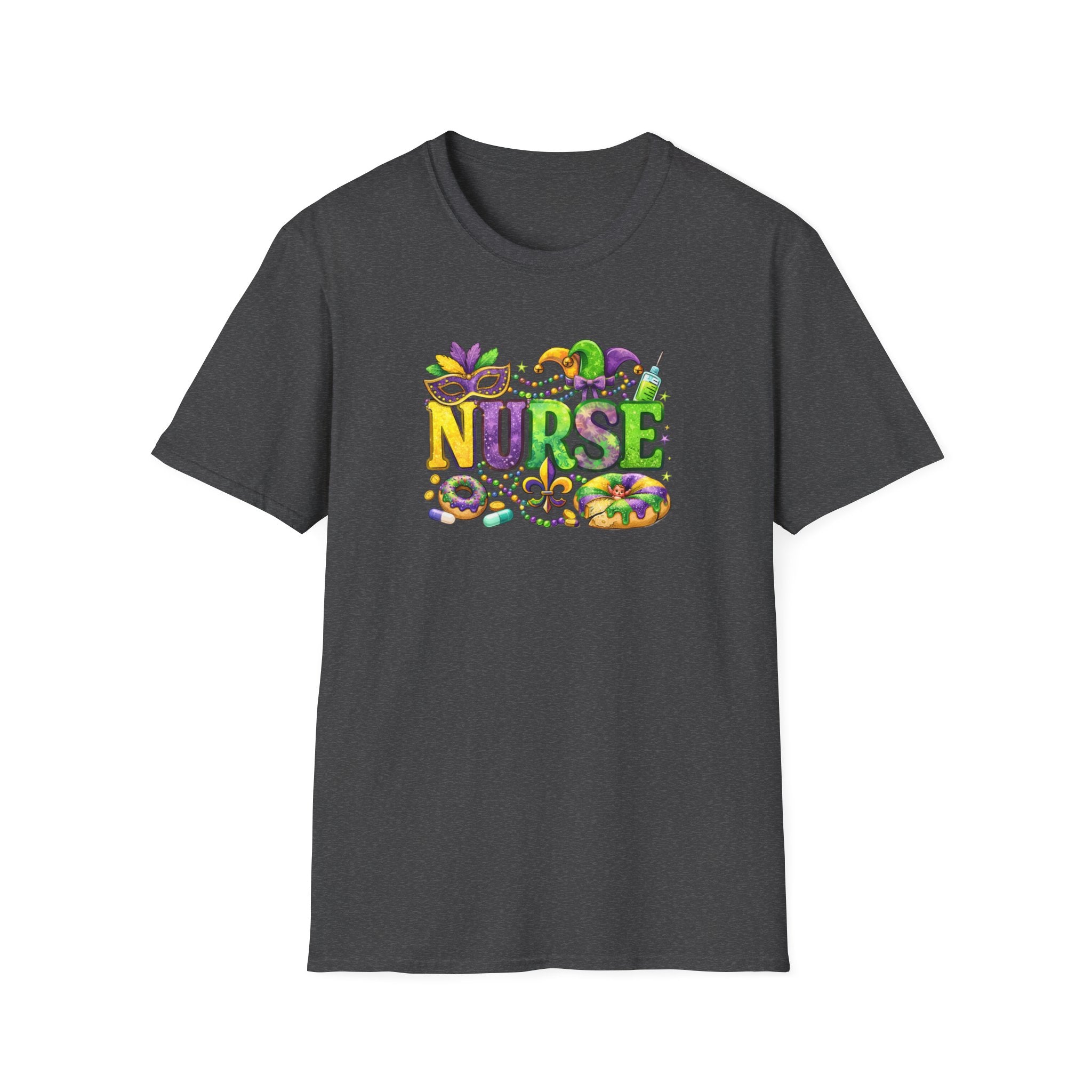 Nurse Mardi Gras- Unisex Softstyle T-Shirt
