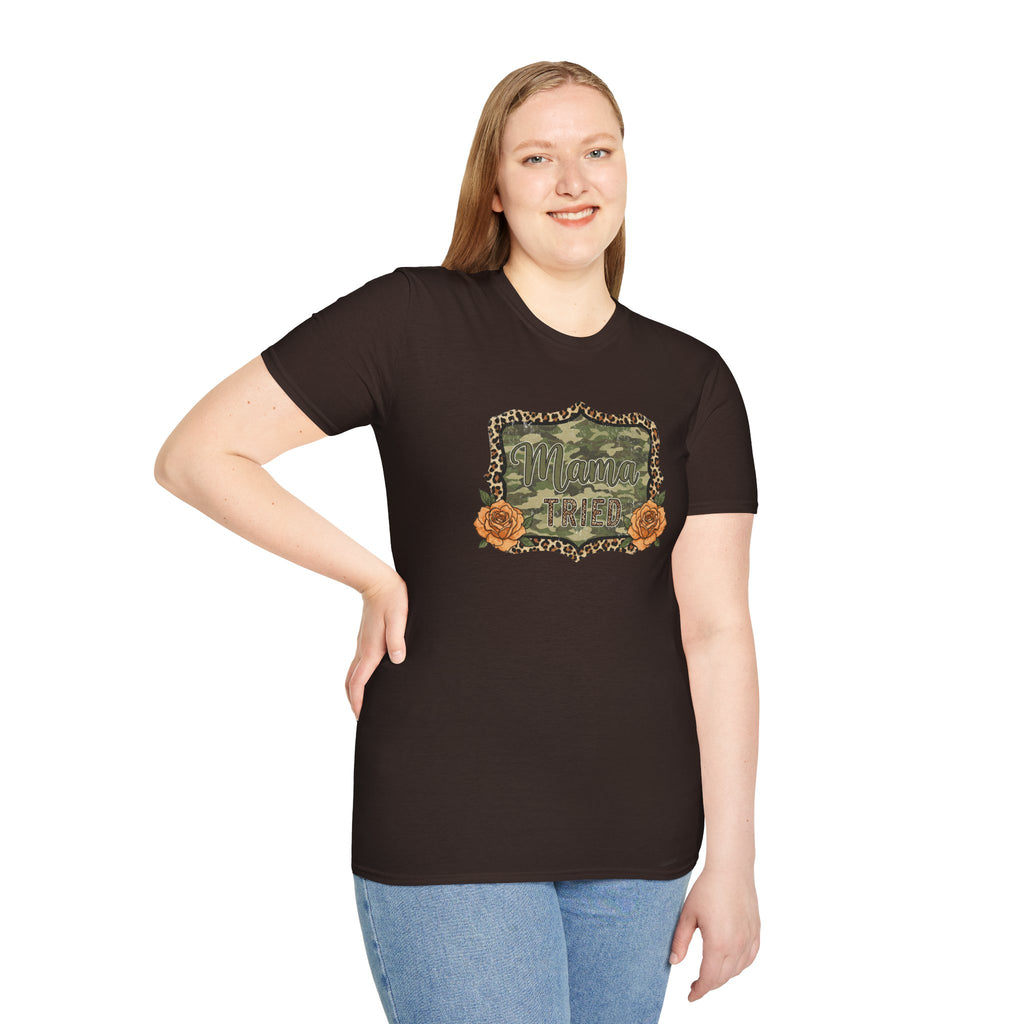 Mama Tried Camo- Unisex Softstyle T-Shirt