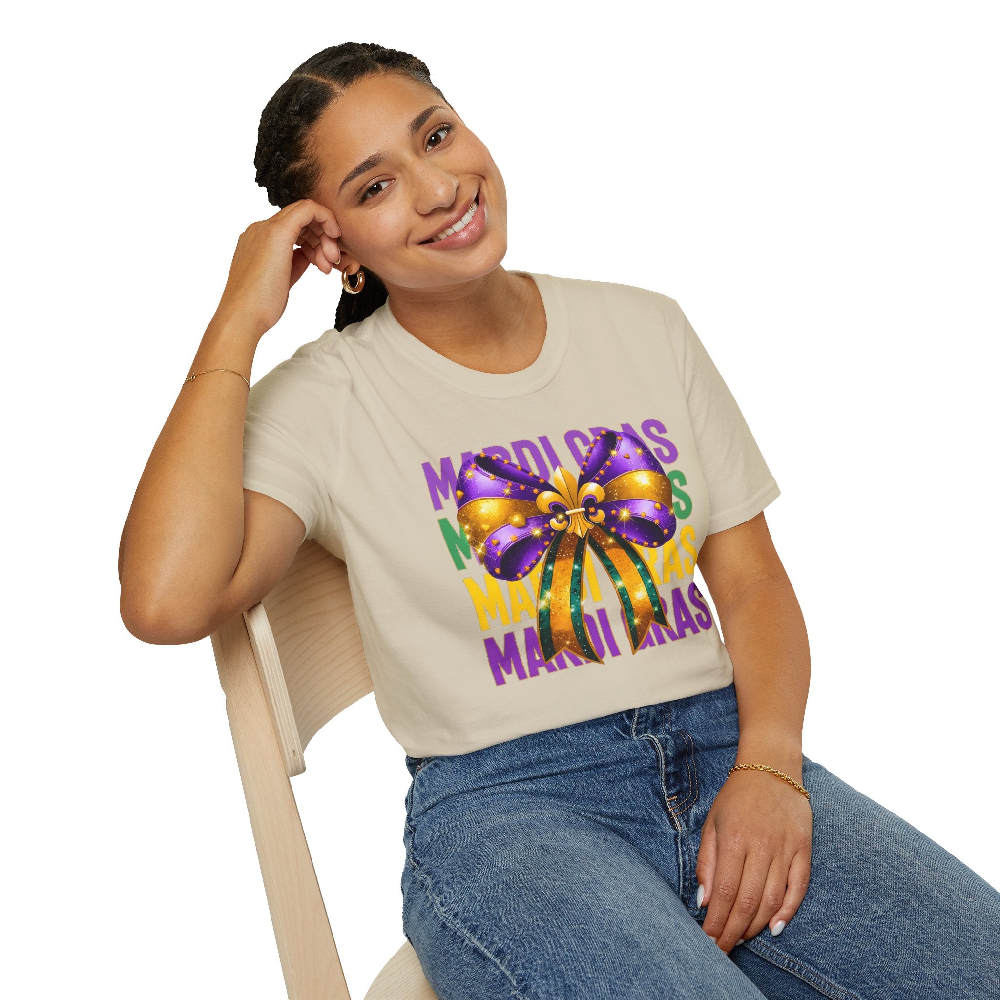 Mardi Gras Bow- Unisex Softstyle T-Shirt