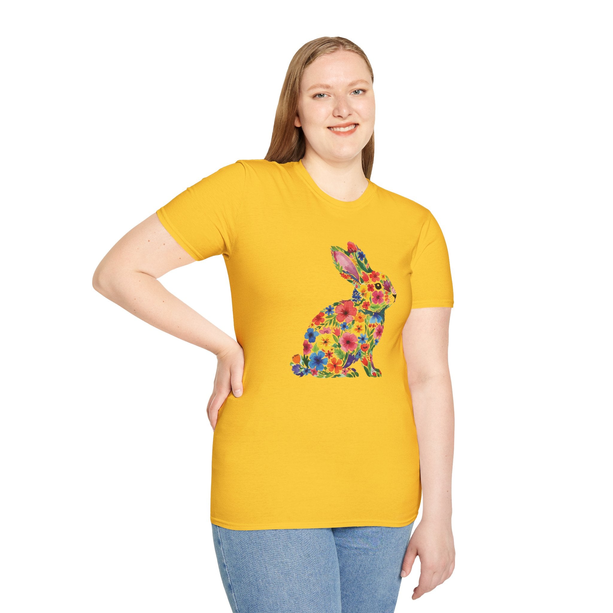 Floral Easter Bunny- Unisex Softstyle T-Shirt