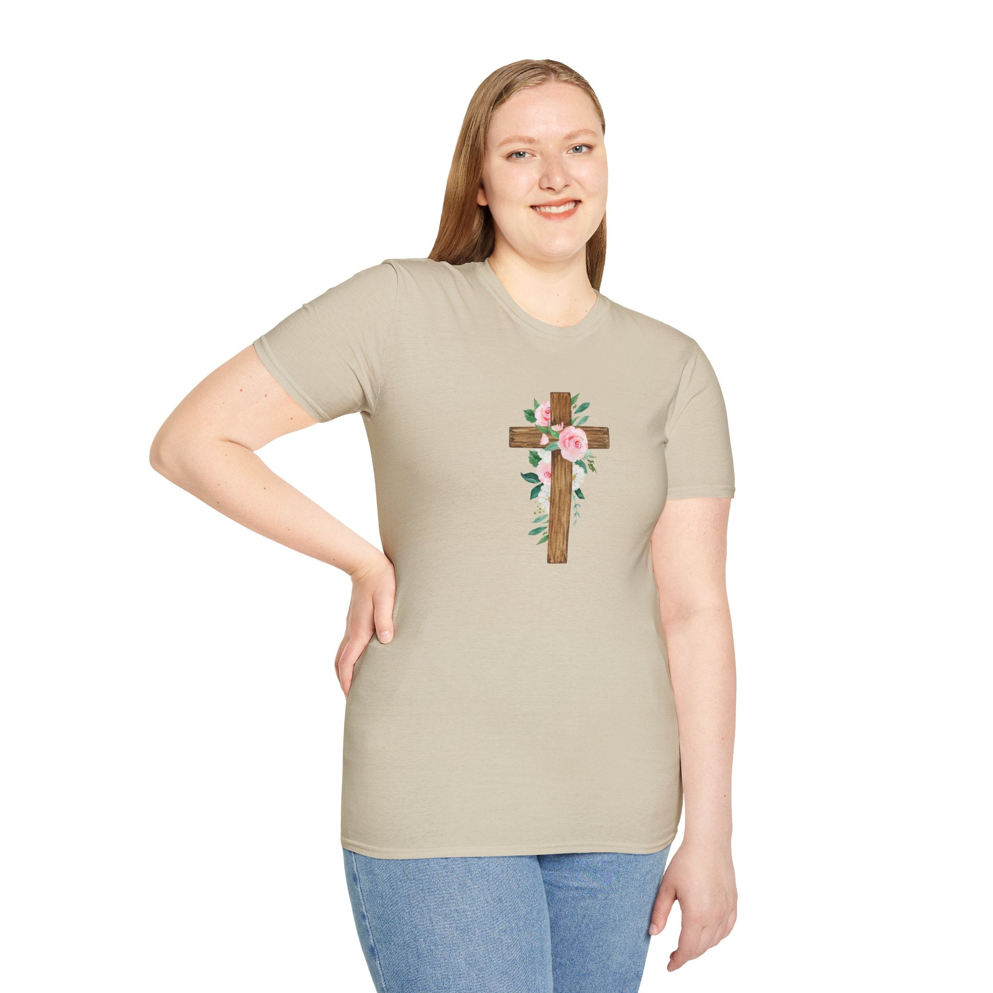 Floral Cross T-Shirt — Cross with Pretty Flowers