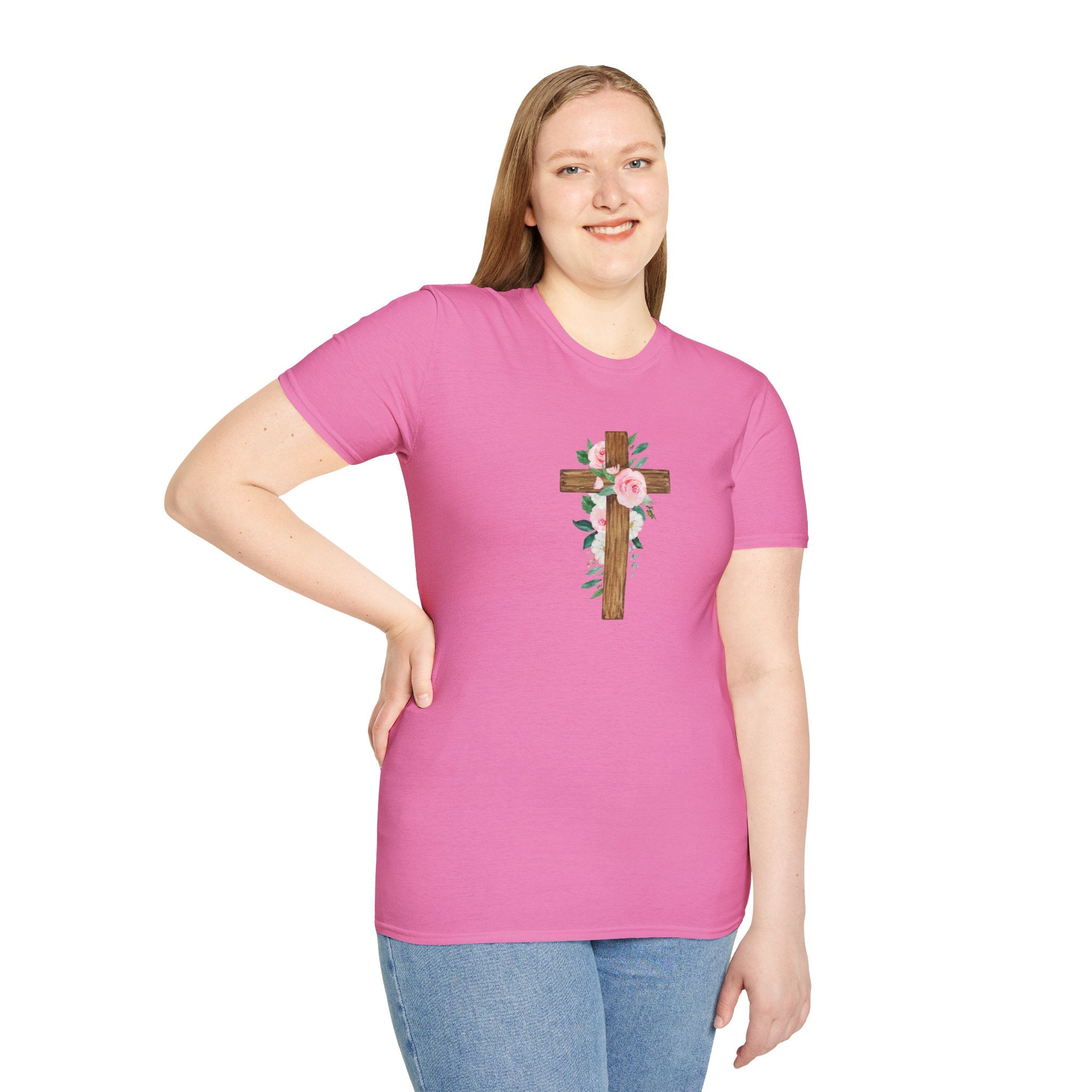 Floral Cross T-Shirt — Cross with Pretty Flowers