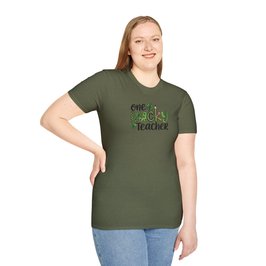 One Lucky Teacher- Unisex Softstyle T-Shirt