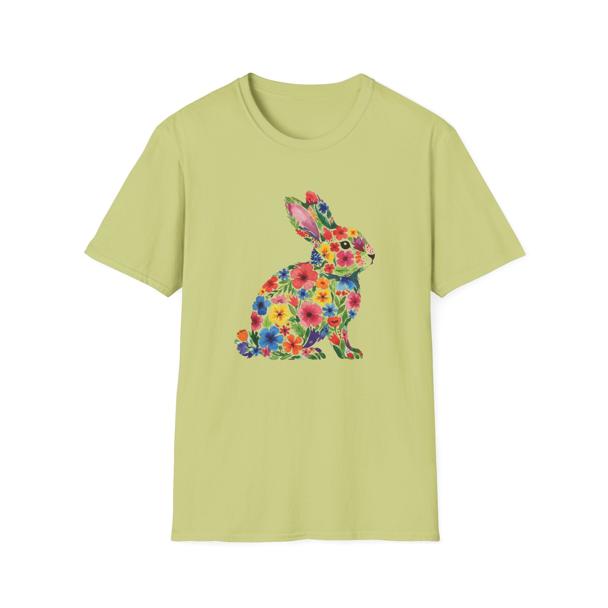 Floral Easter Bunny- Unisex Softstyle T-Shirt