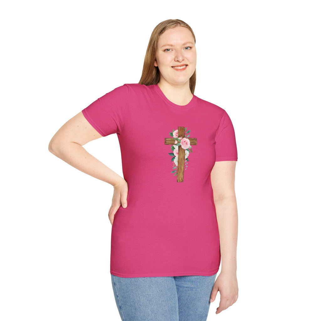 Floral Cross T-Shirt — Cross with Pretty Flowers