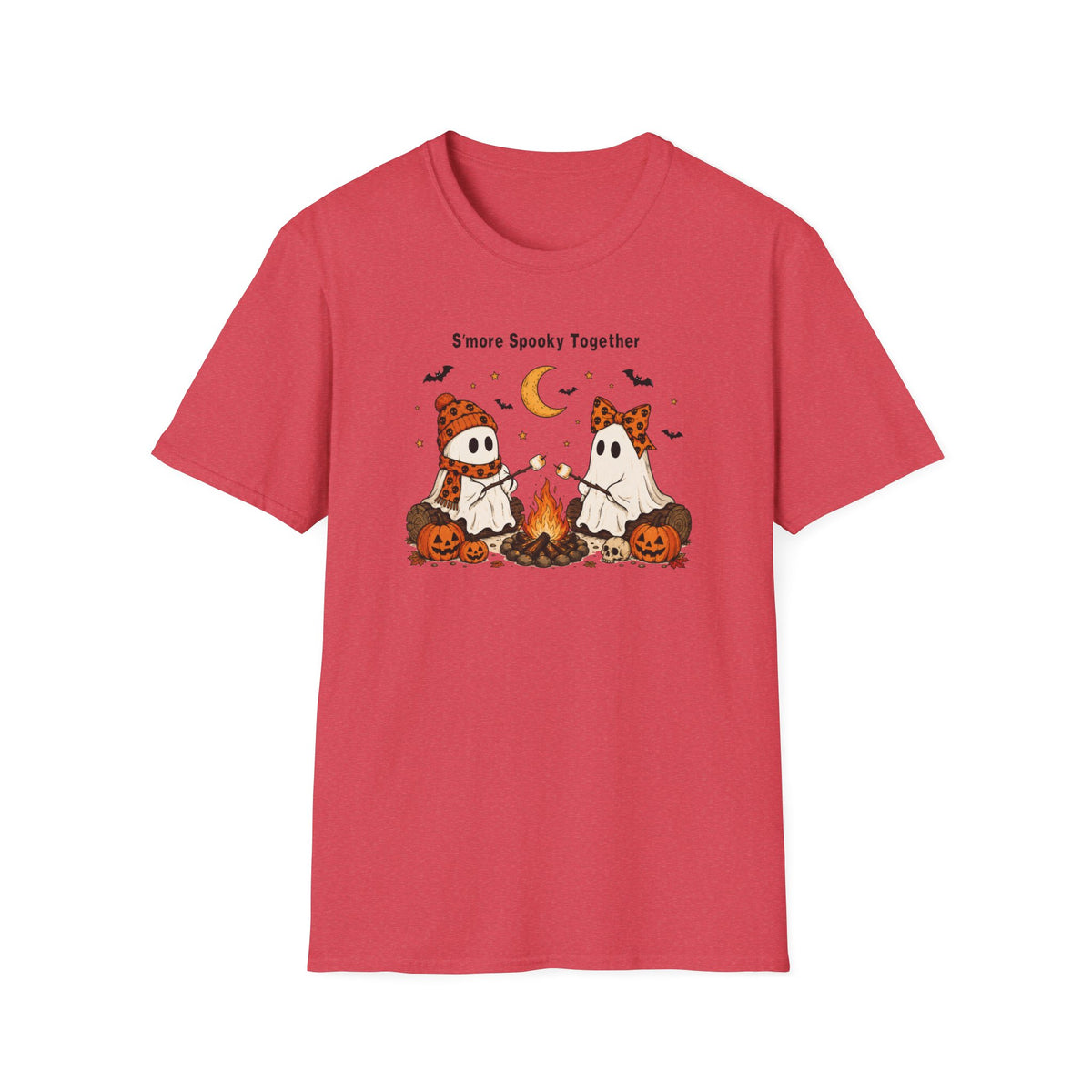 Halloween Ghosts Campfire T-Shirt — "S'more Spooky Together" Cute Couple Graphic