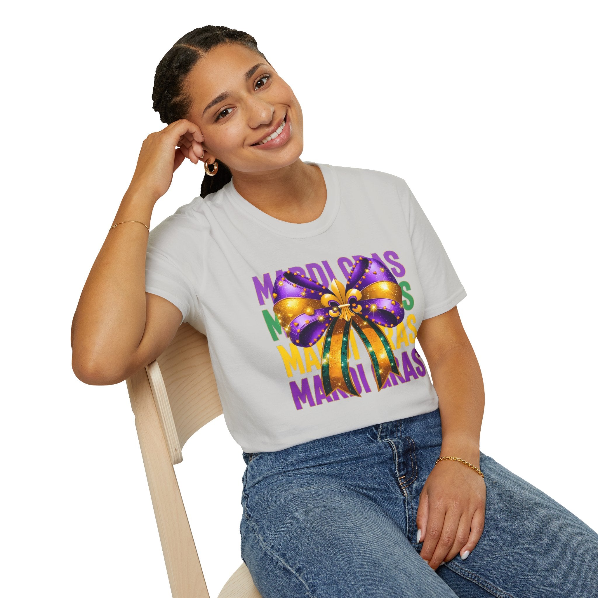 Mardi Gras Bow- Unisex Softstyle T-Shirt