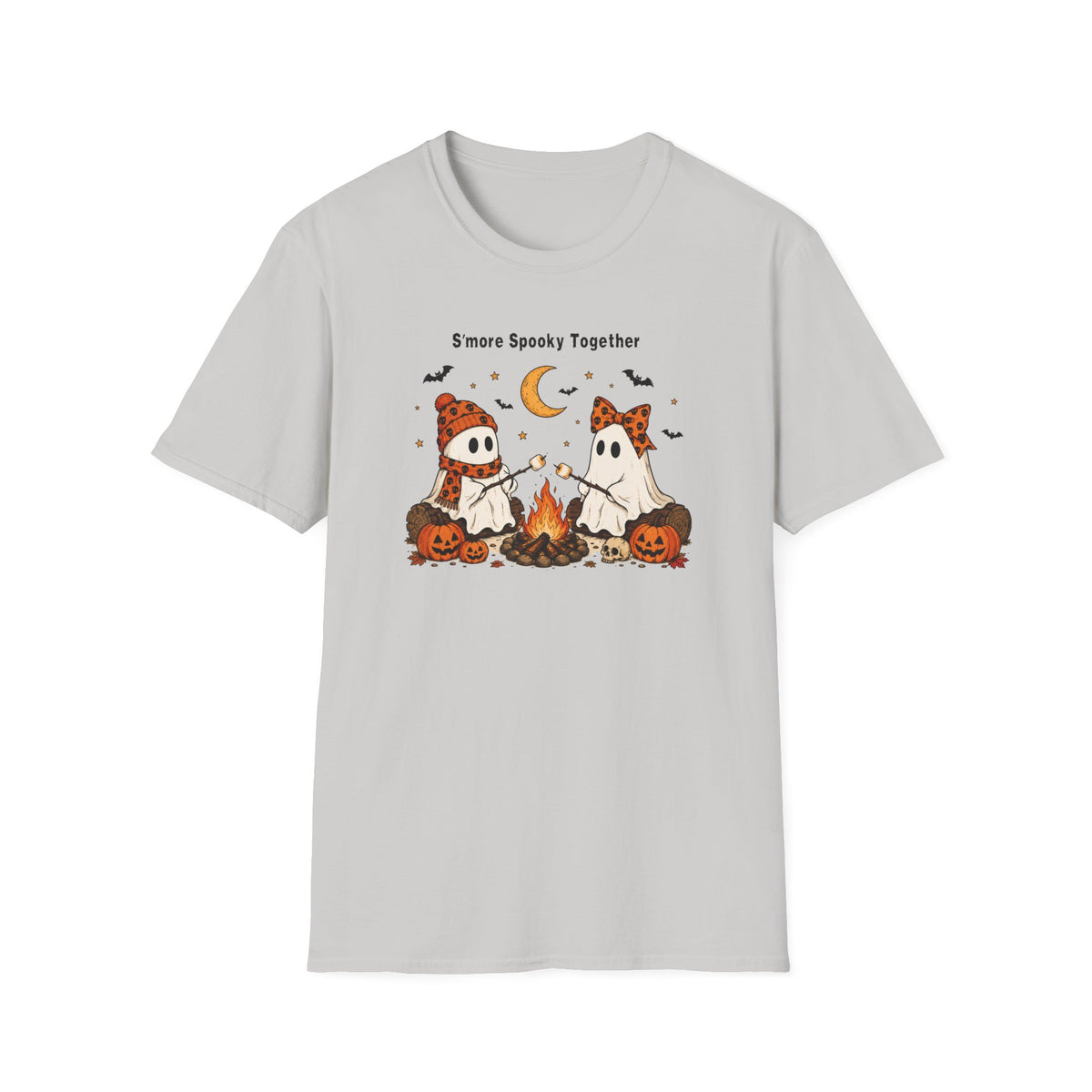 Halloween Ghosts Campfire T-Shirt — "S'more Spooky Together" Cute Couple Graphic