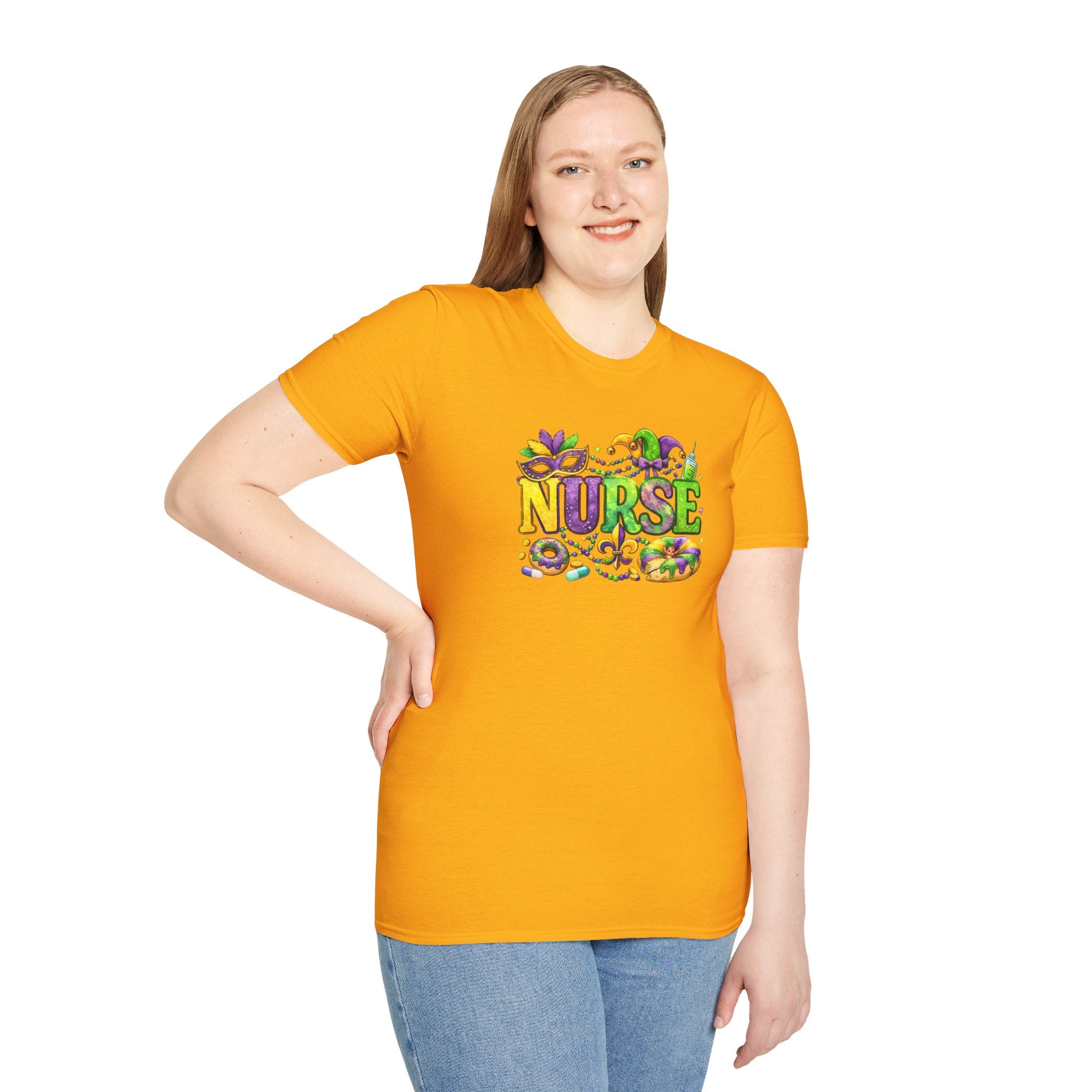 Nurse Mardi Gras- Unisex Softstyle T-Shirt