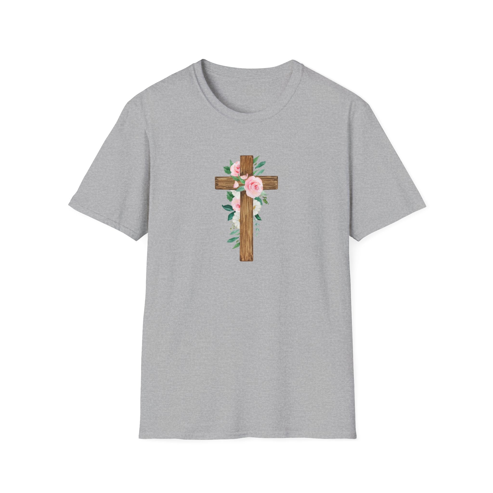 Floral Cross T-Shirt — Cross with Pretty Flowers