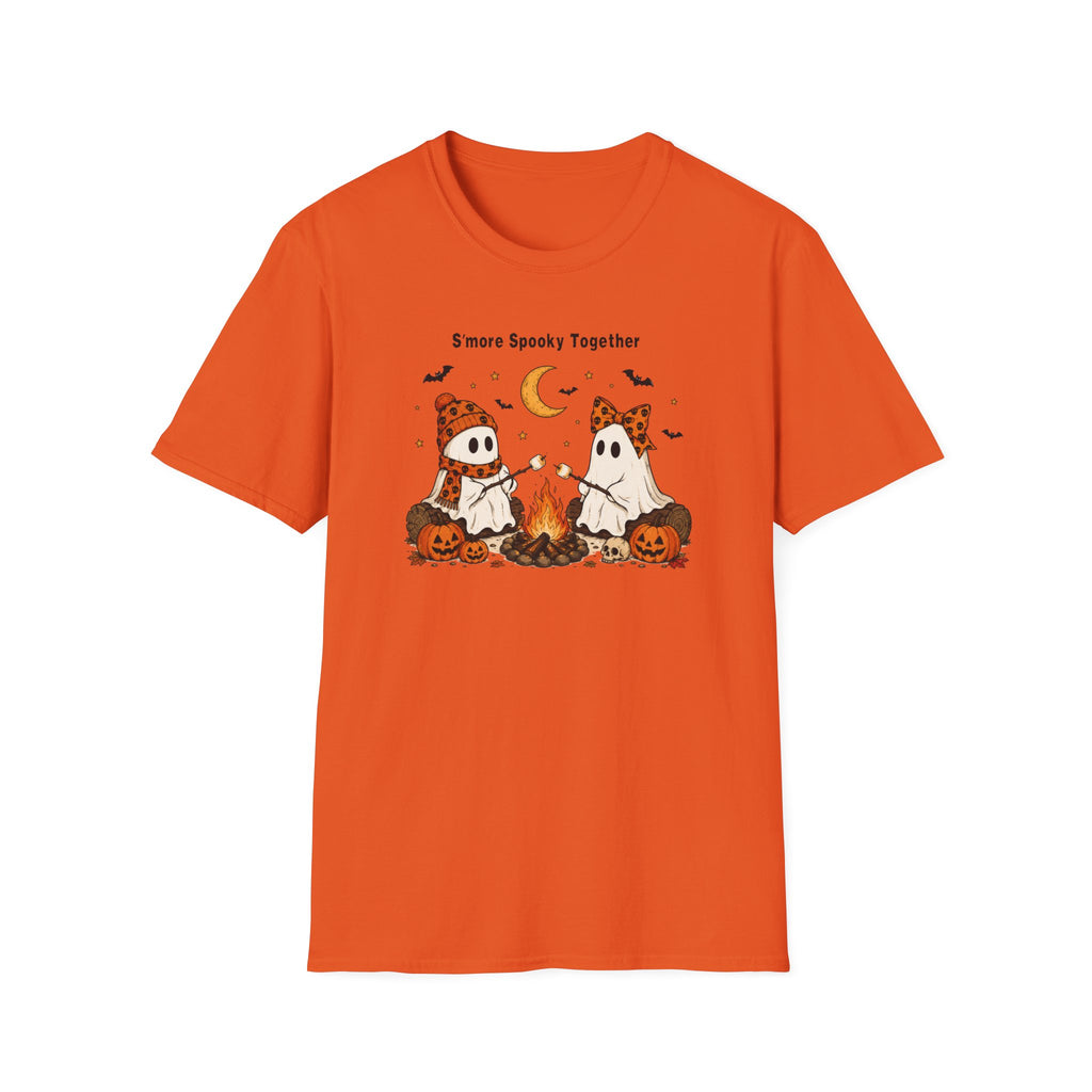 Halloween Ghosts Campfire T-Shirt — "S'more Spooky Together" Cute Couple Graphic