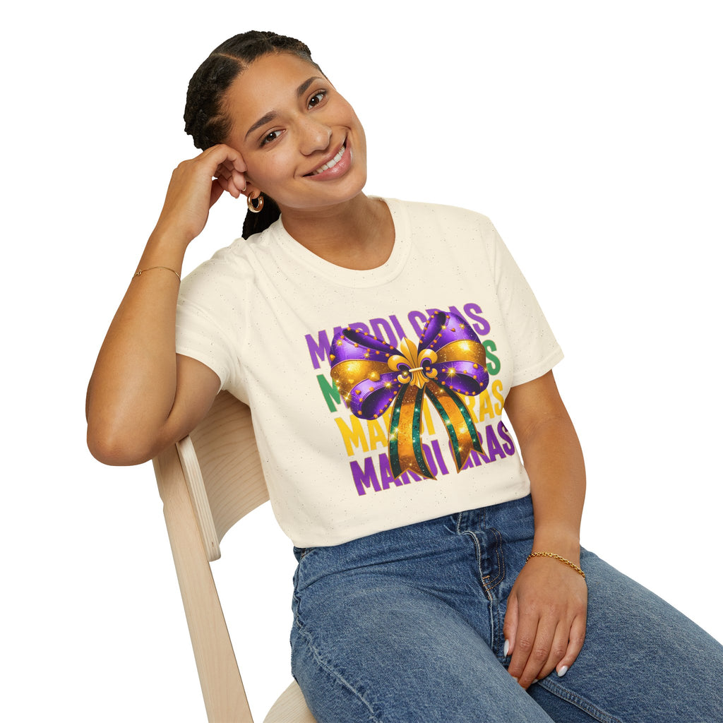 Mardi Gras Bow- Unisex Softstyle T-Shirt