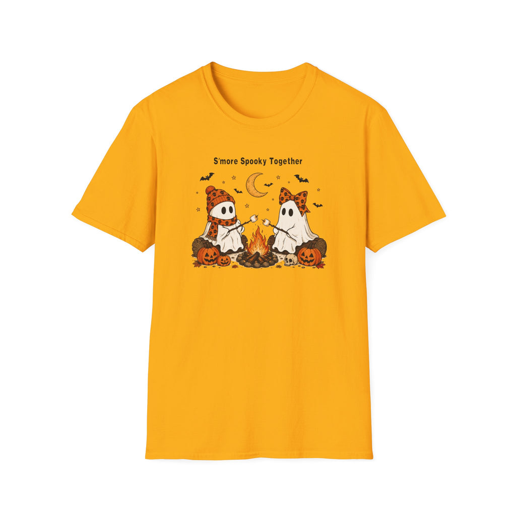 Halloween Ghosts Campfire T-Shirt — "S'more Spooky Together" Cute Couple Graphic