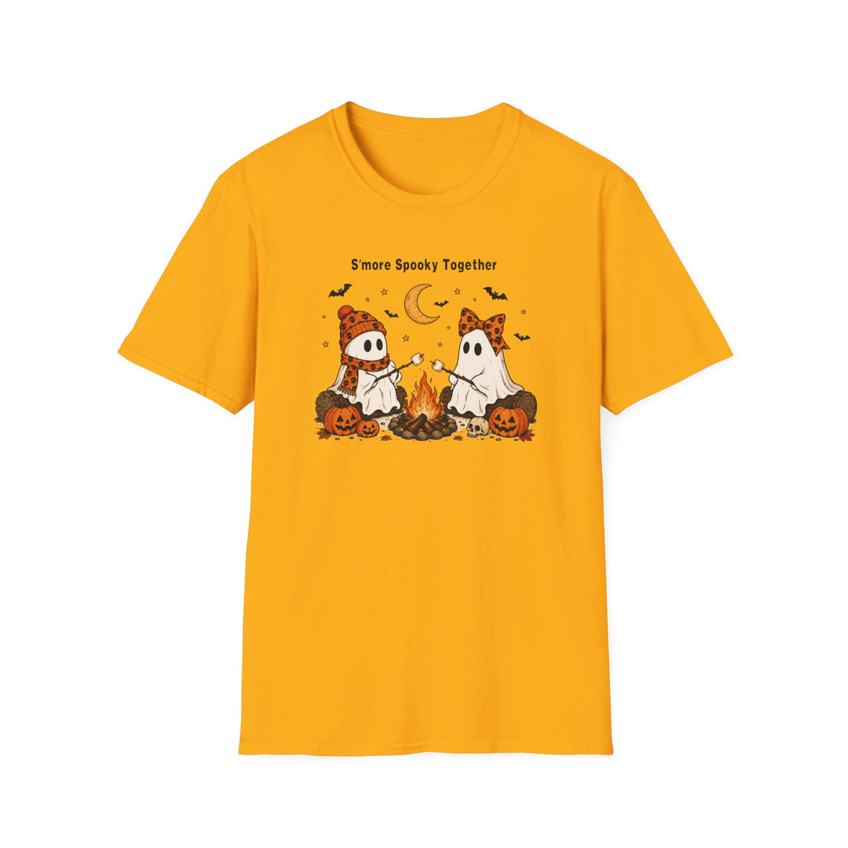 Halloween Ghosts Campfire T-Shirt — "S'more Spooky Together" Cute Couple Graphic