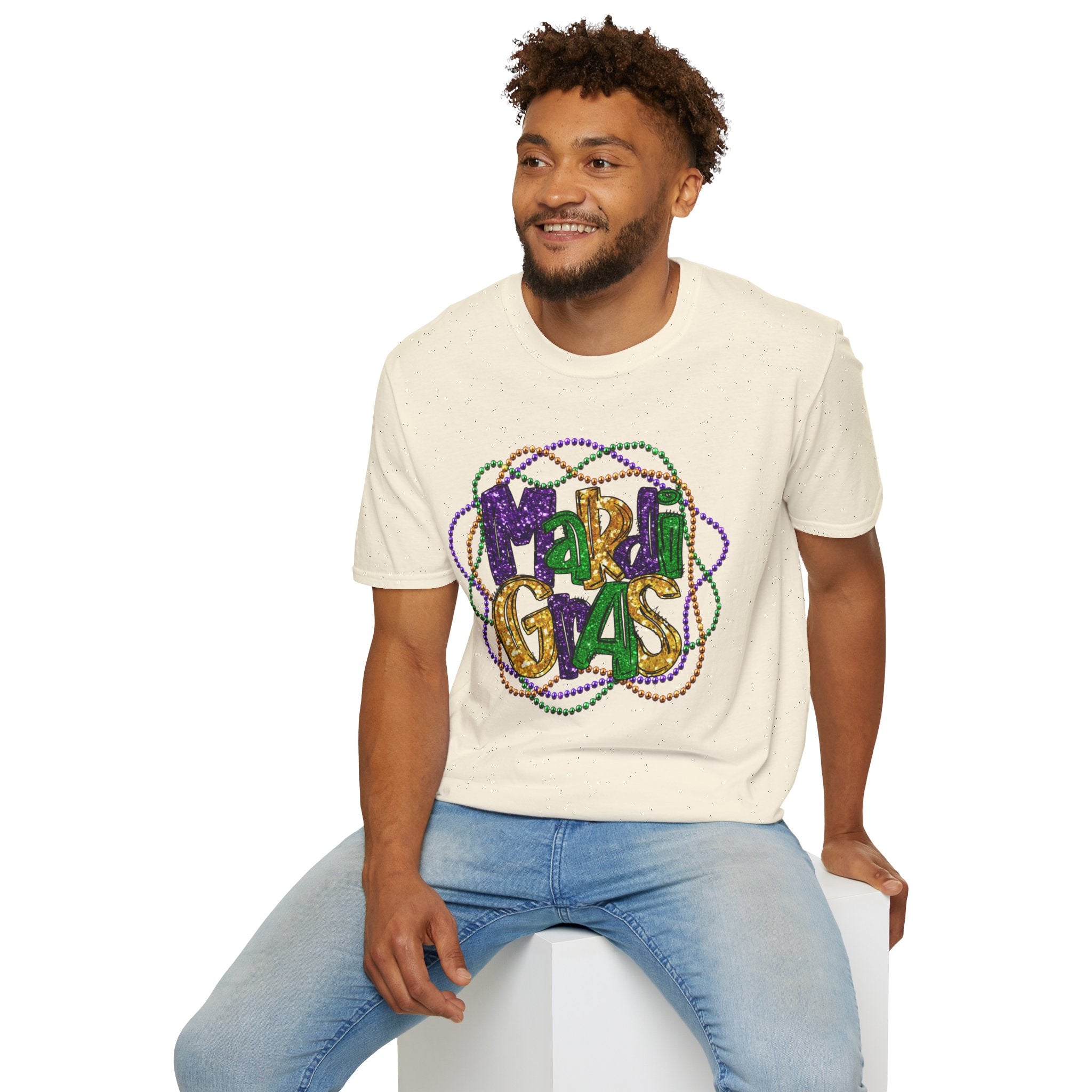 Mardi Gras Beads- Unisex Softstyle T-Shirt
