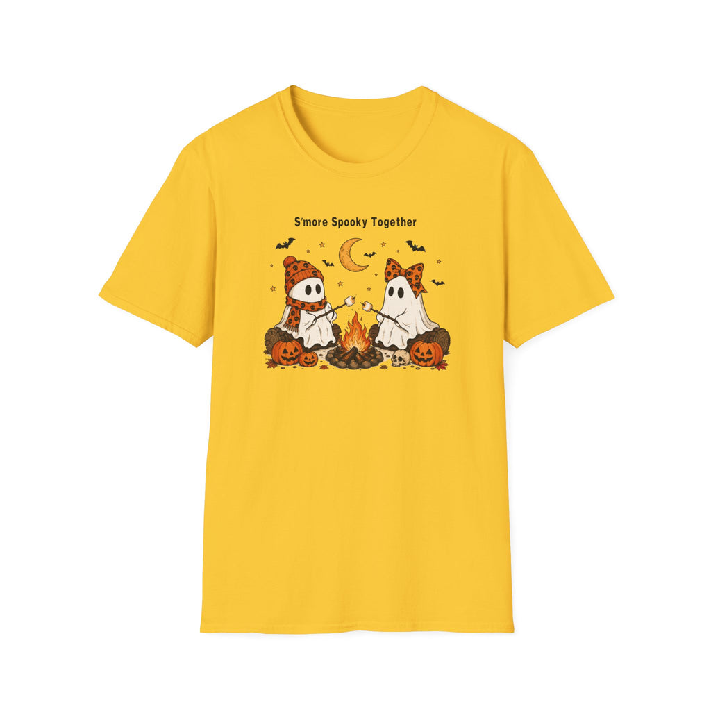Halloween Ghosts Campfire T-Shirt — "S'more Spooky Together" Cute Couple Graphic