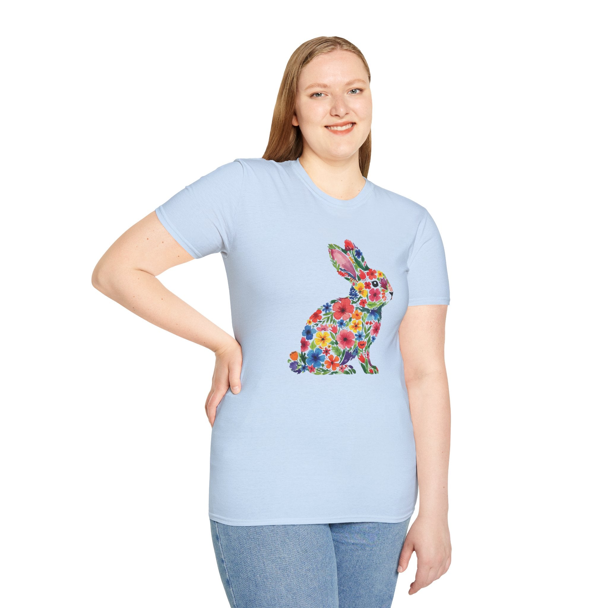 Floral Easter Bunny- Unisex Softstyle T-Shirt