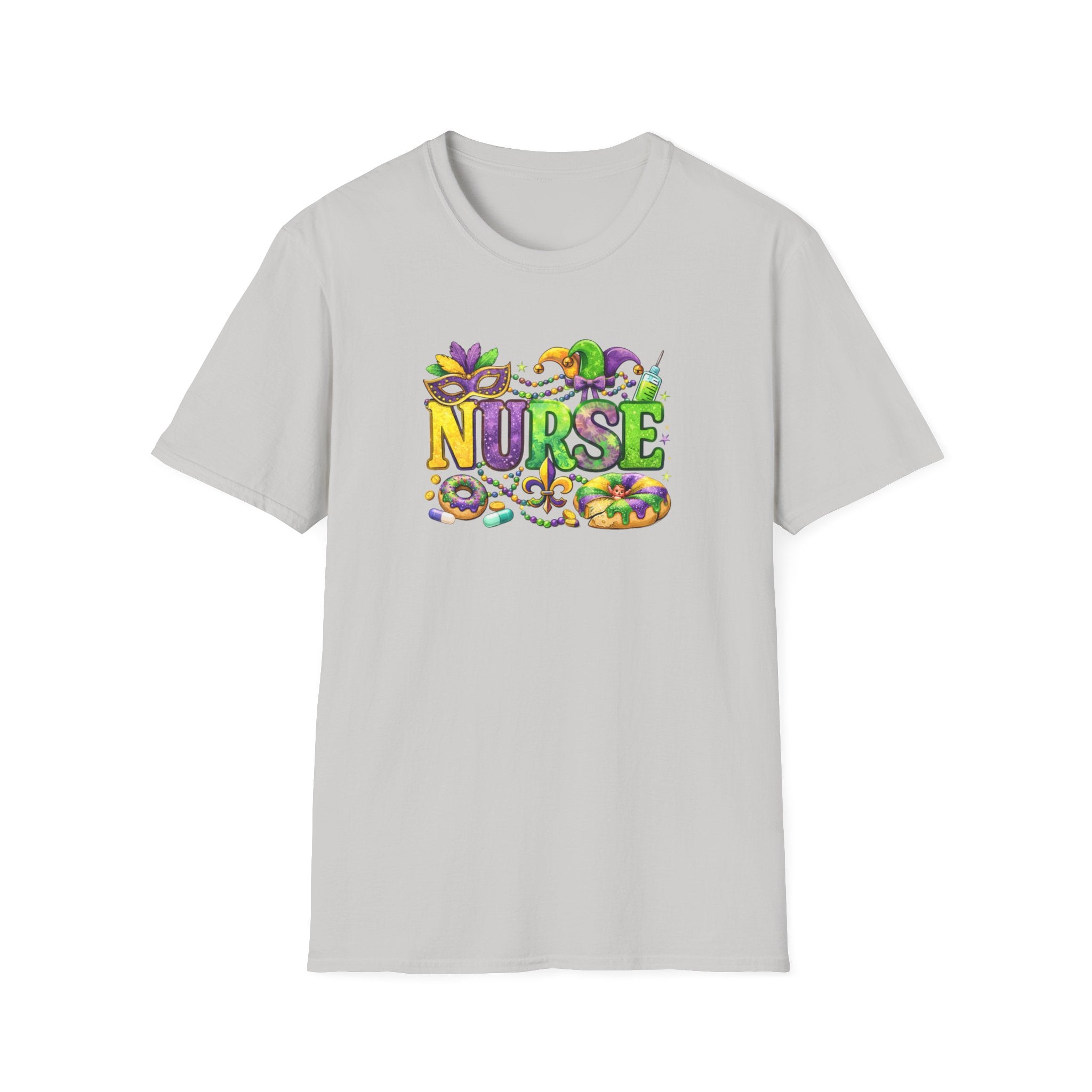 Nurse Mardi Gras- Unisex Softstyle T-Shirt