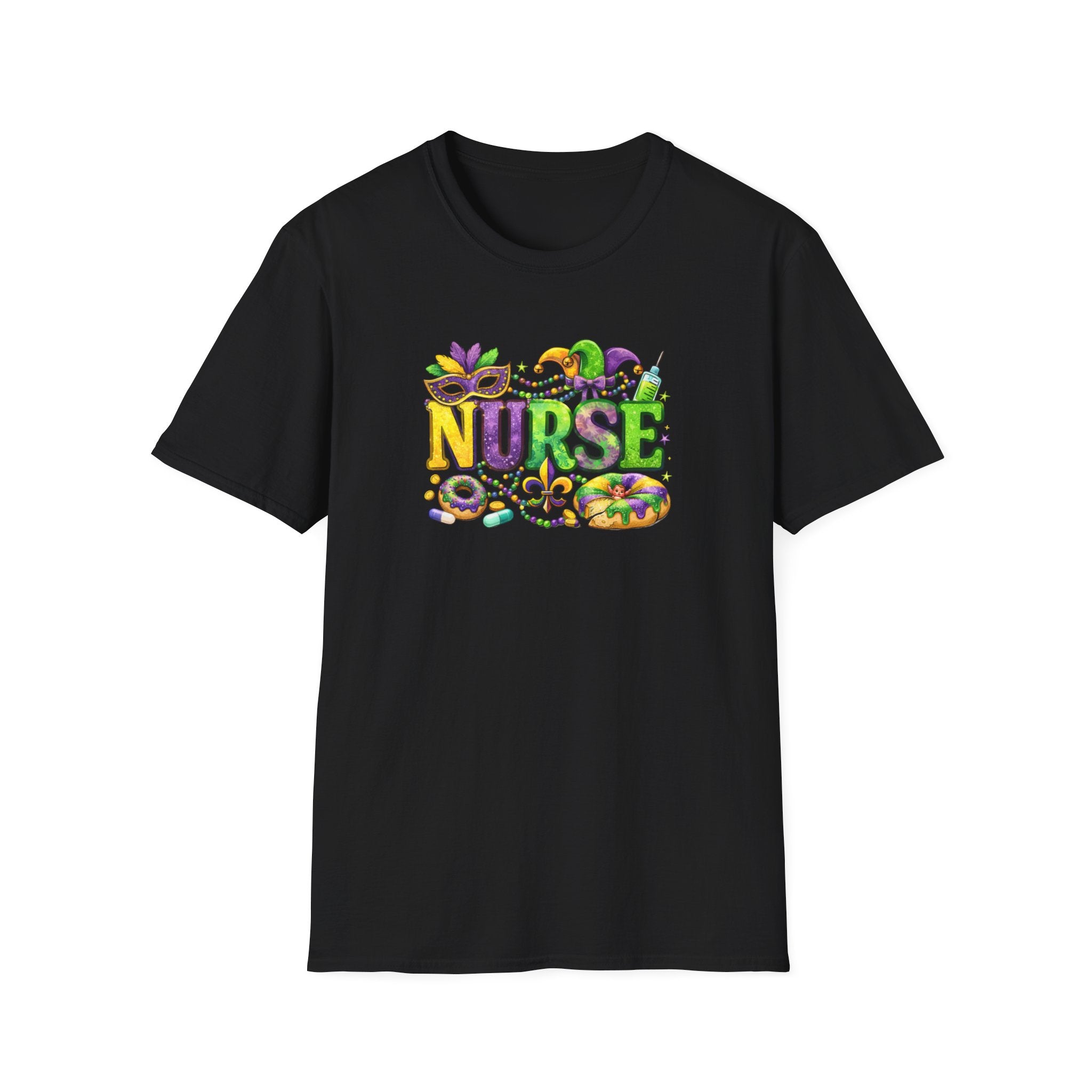 Nurse Mardi Gras- Unisex Softstyle T-Shirt