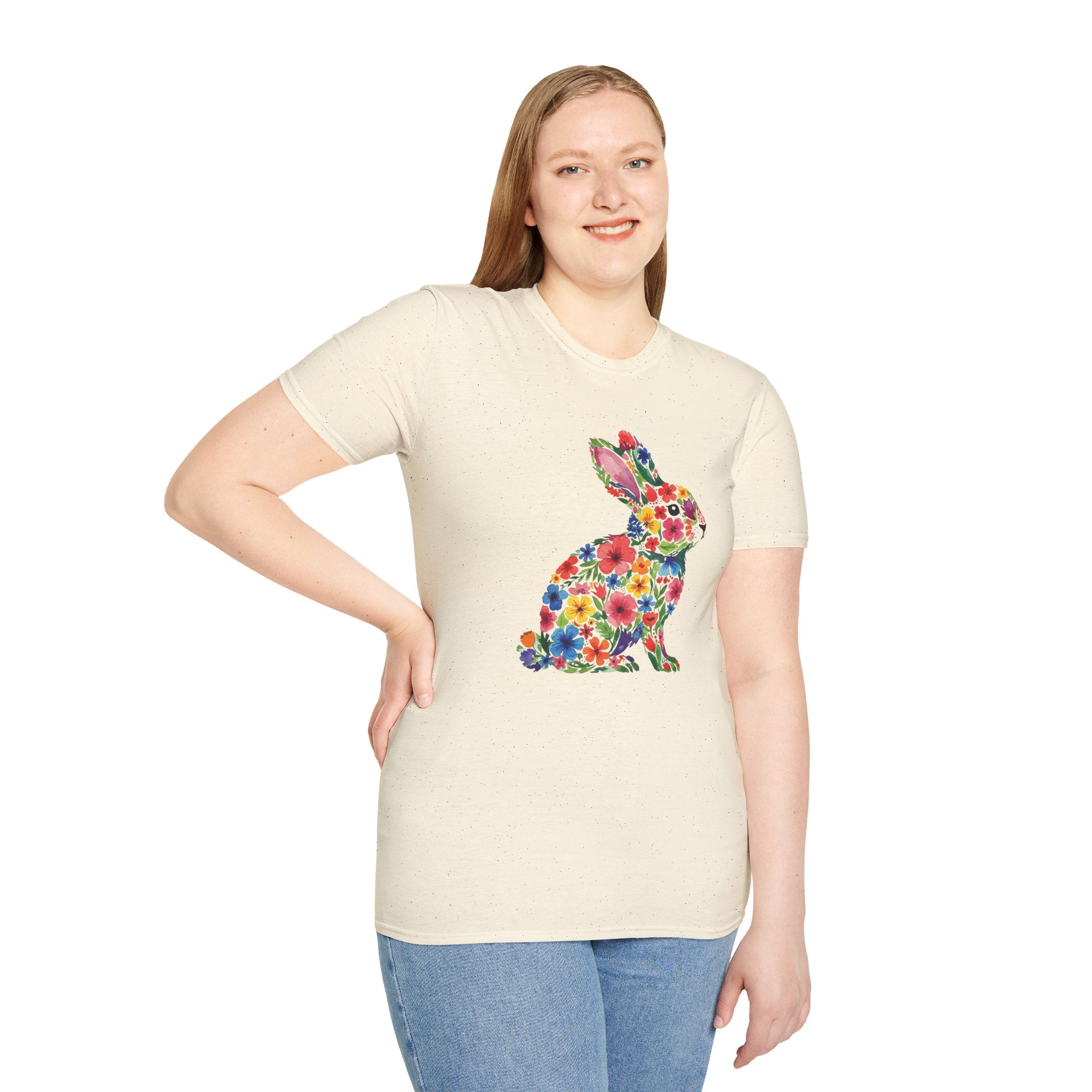 Floral Easter Bunny- Unisex Softstyle T-Shirt