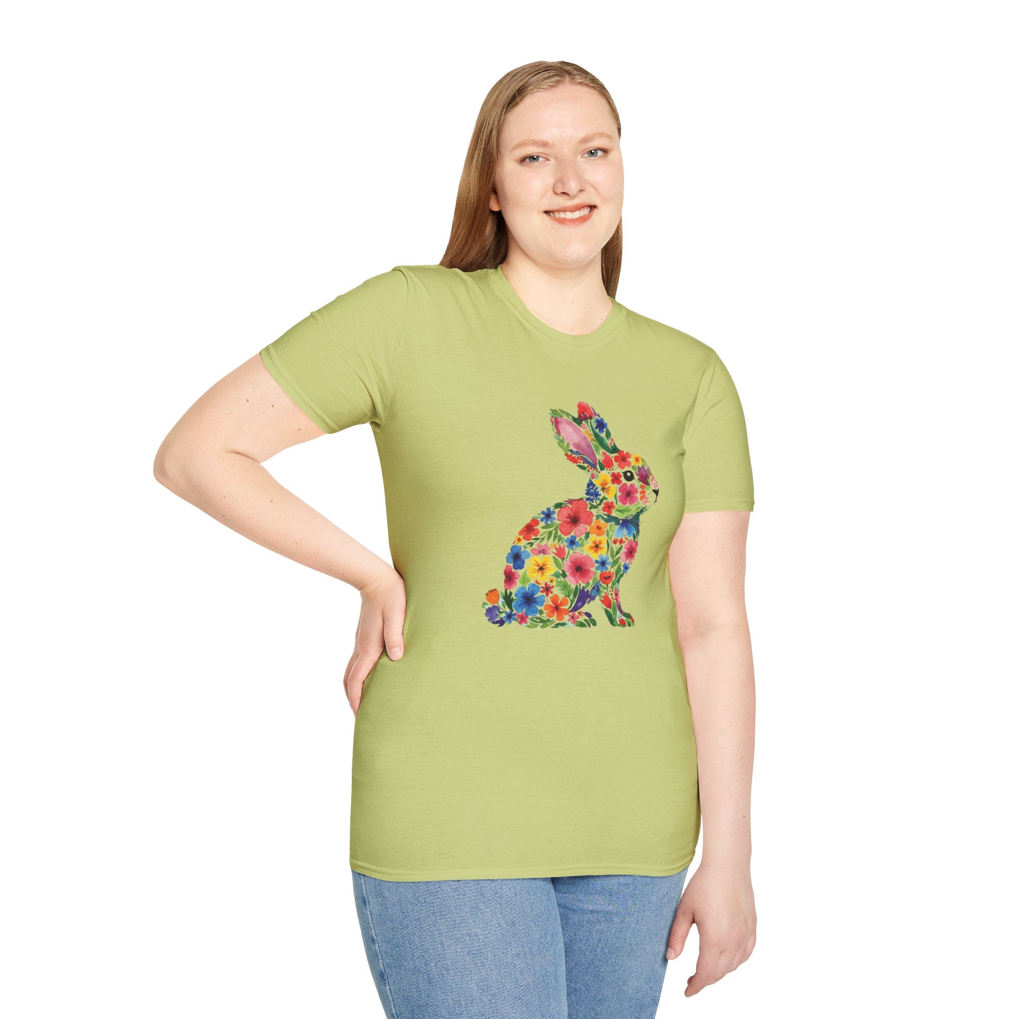 Floral Easter Bunny- Unisex Softstyle T-Shirt