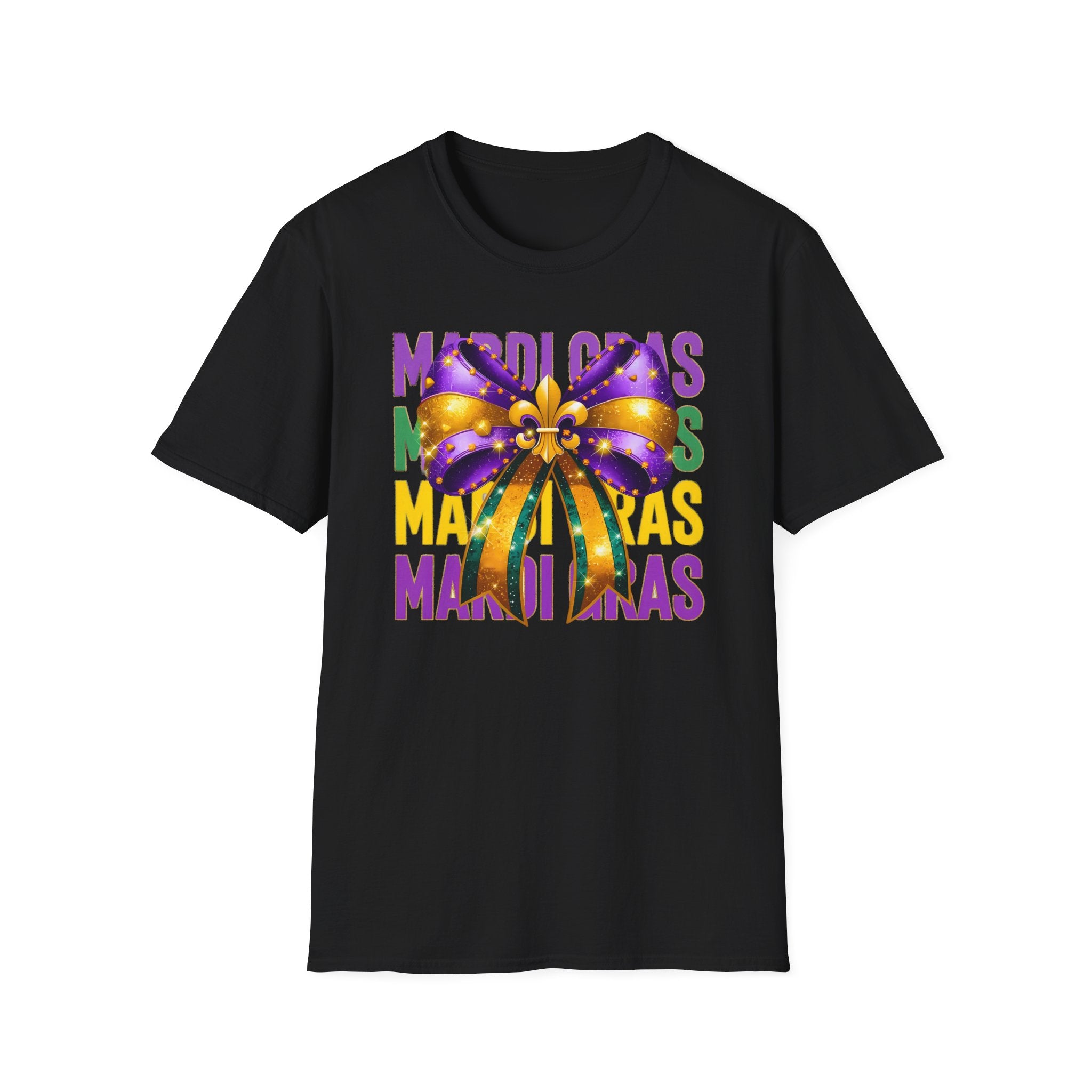 Mardi Gras Bow- Unisex Softstyle T-Shirt