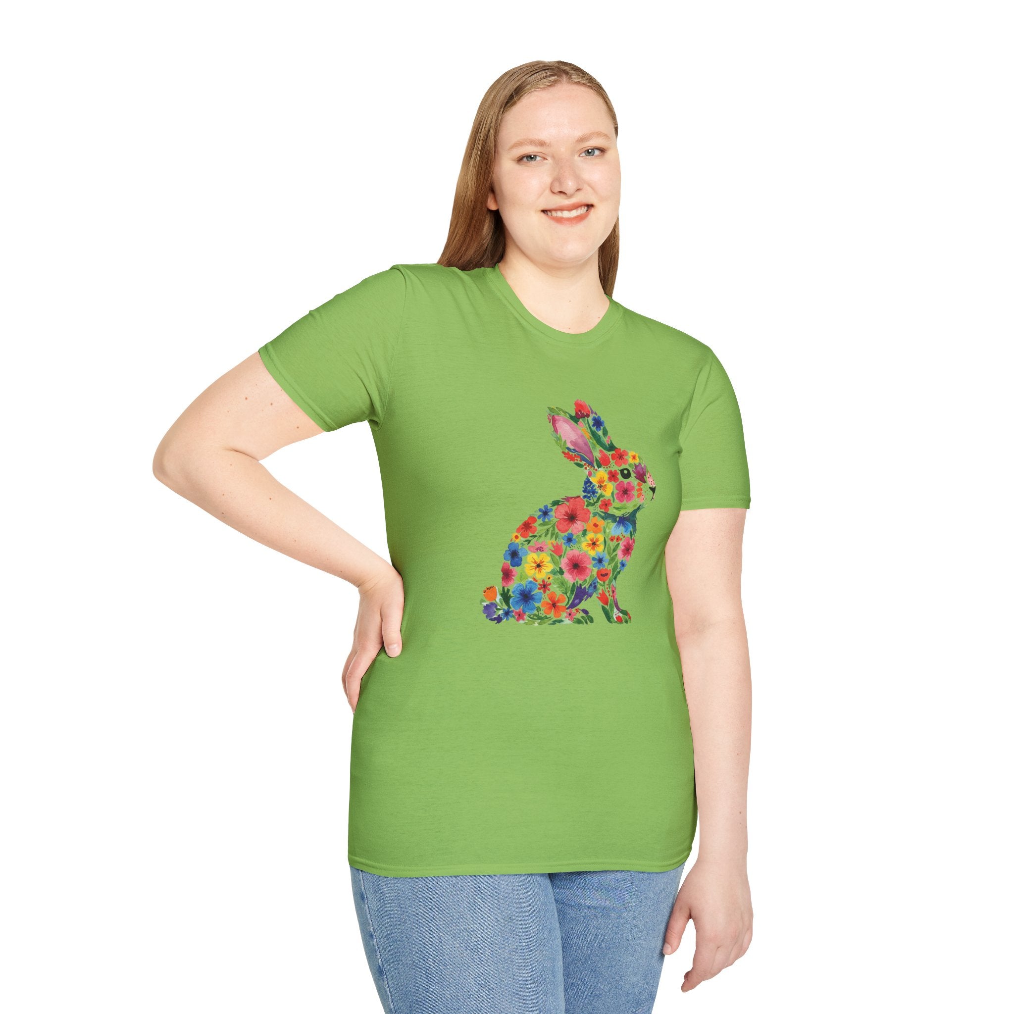 Floral Easter Bunny- Unisex Softstyle T-Shirt