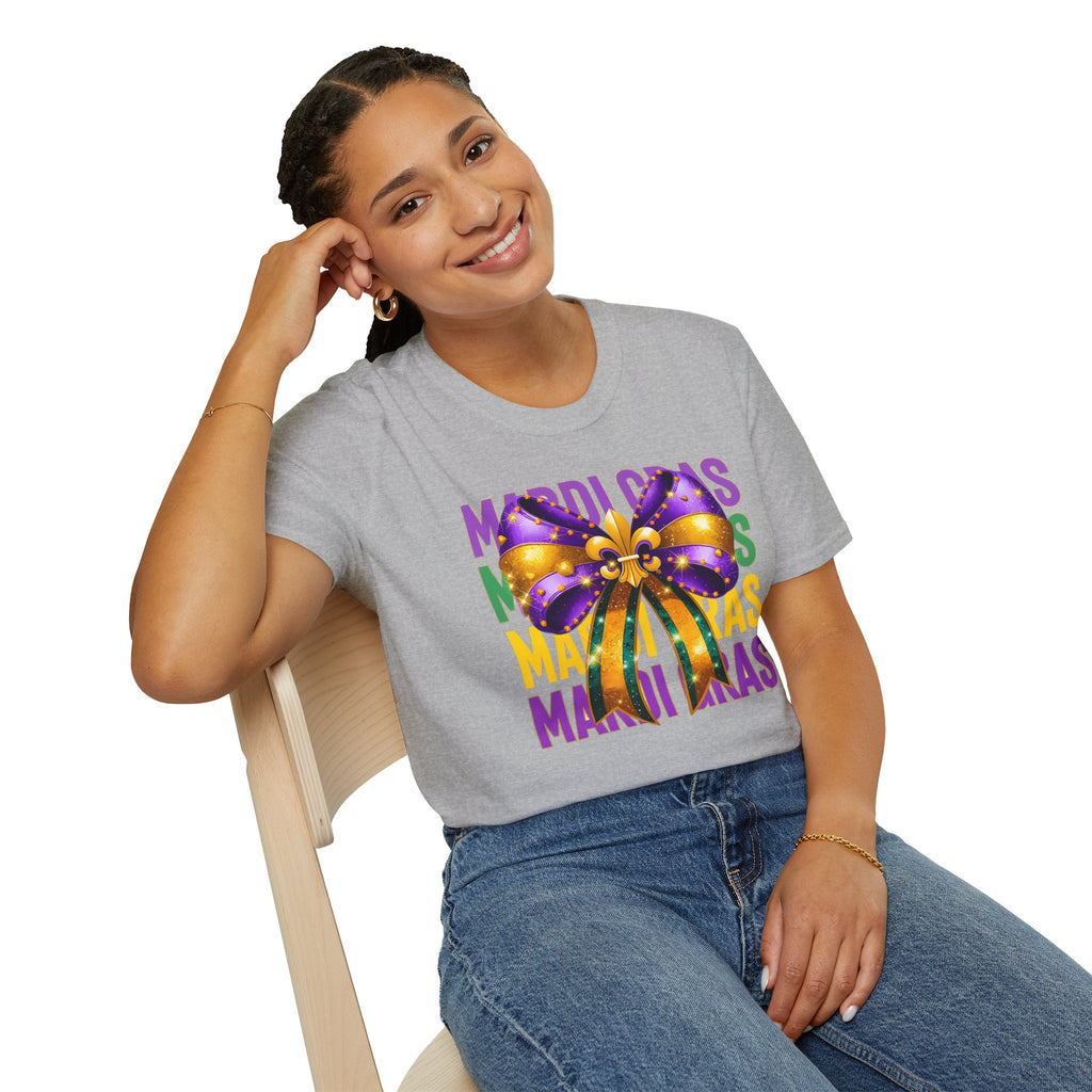 Mardi Gras Bow- Unisex Softstyle T-Shirt