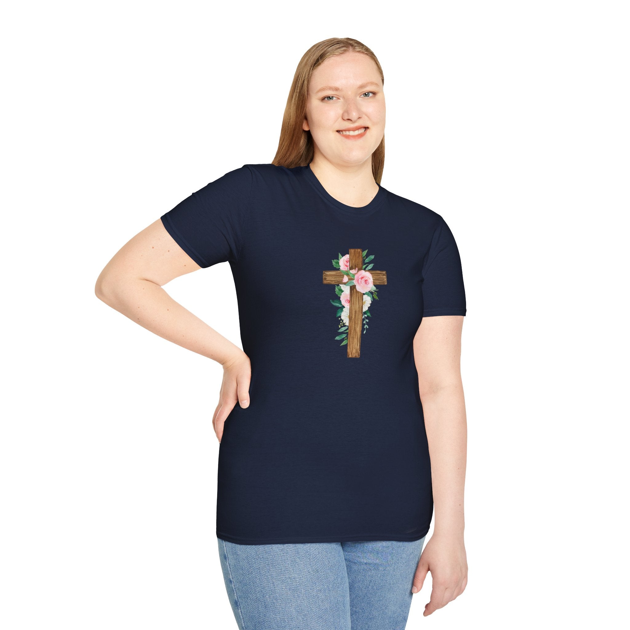 Floral Cross T-Shirt — Cross with Pretty Flowers