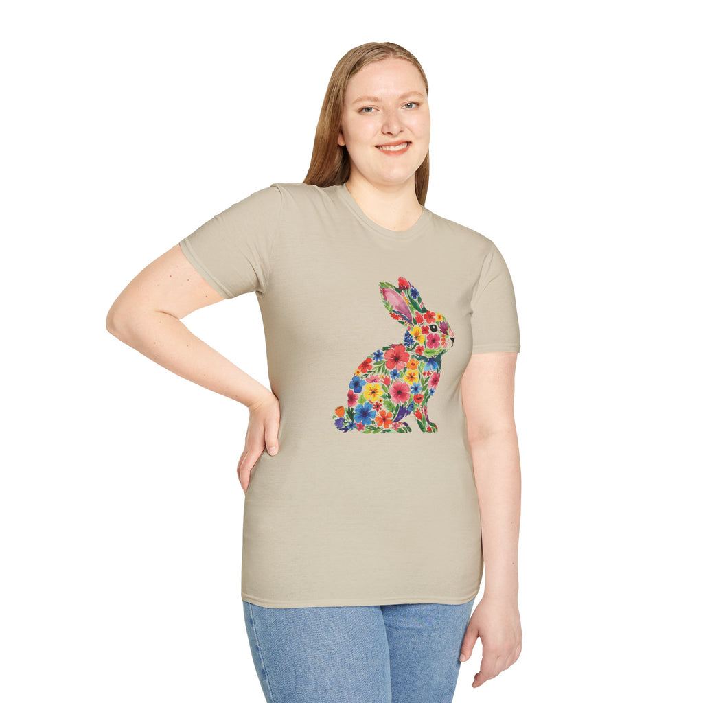 Floral Easter Bunny- Unisex Softstyle T-Shirt