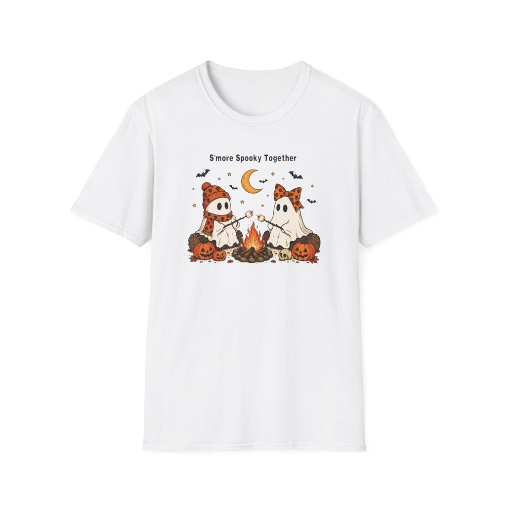 Halloween Ghosts Campfire T-Shirt — "S'more Spooky Together" Cute Couple Graphic