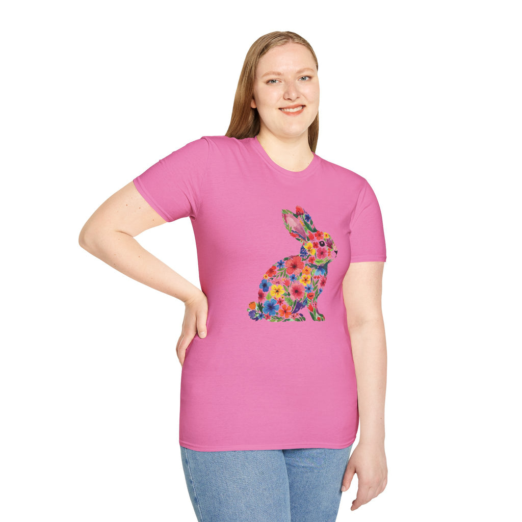 Floral Easter Bunny- Unisex Softstyle T-Shirt