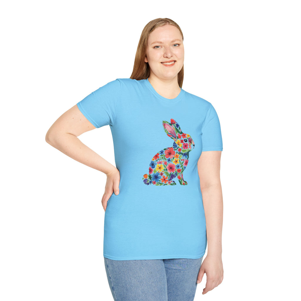 Floral Easter Bunny- Unisex Softstyle T-Shirt
